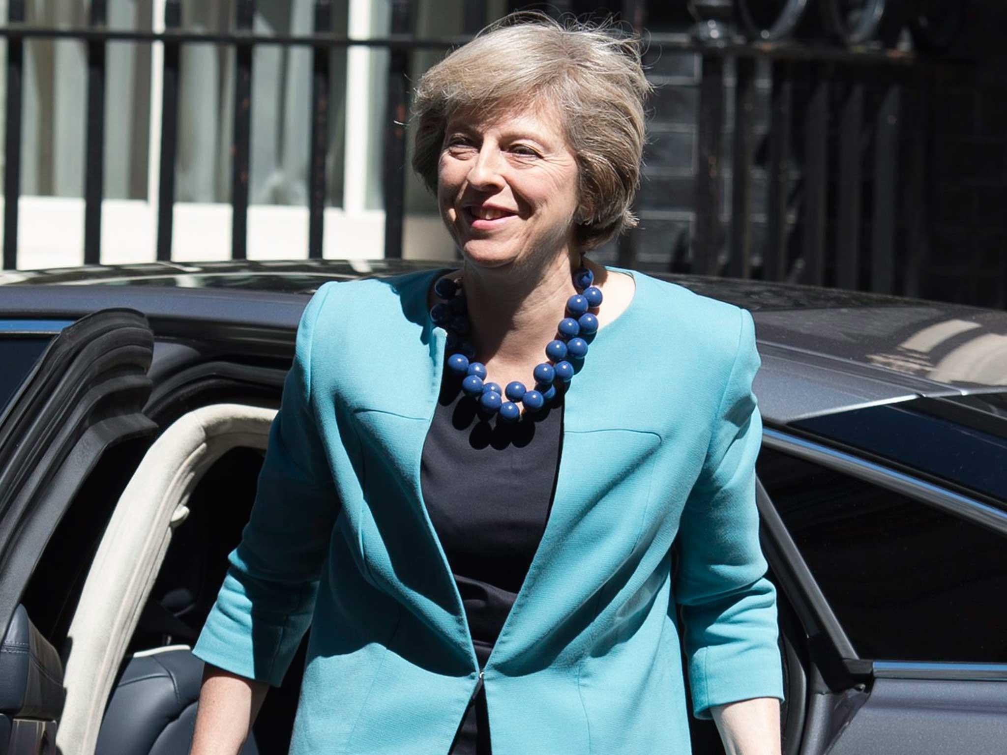 British Prime Minister Theresa May arrives in Downing Street