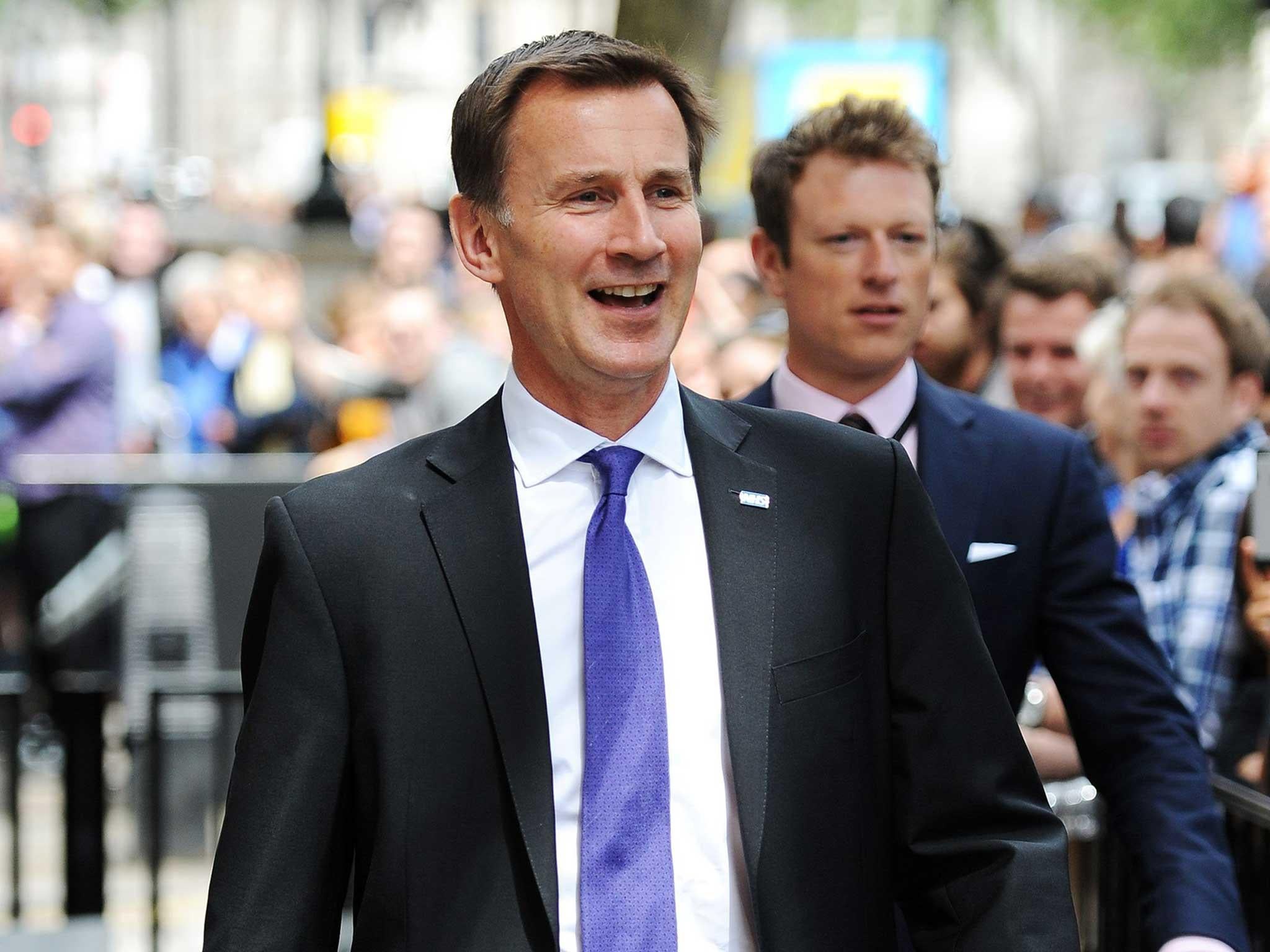 Health Secretary Jeremy Hunt leaves Downing Street