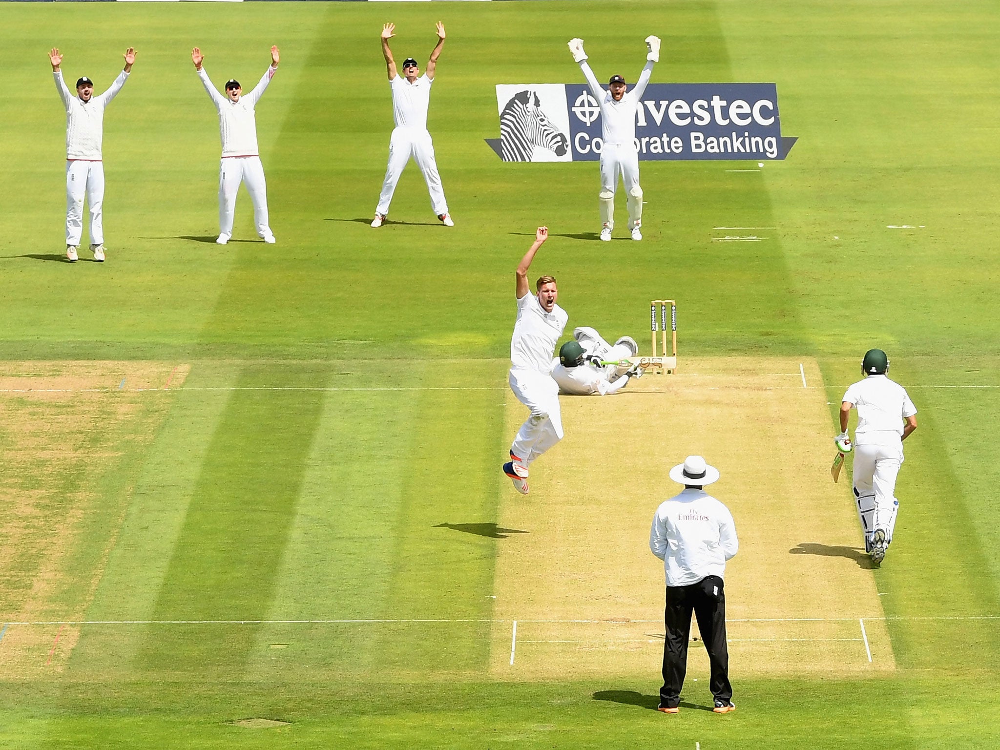 &#13;
Jake Ball takes his first - and only - Test wicket &#13;