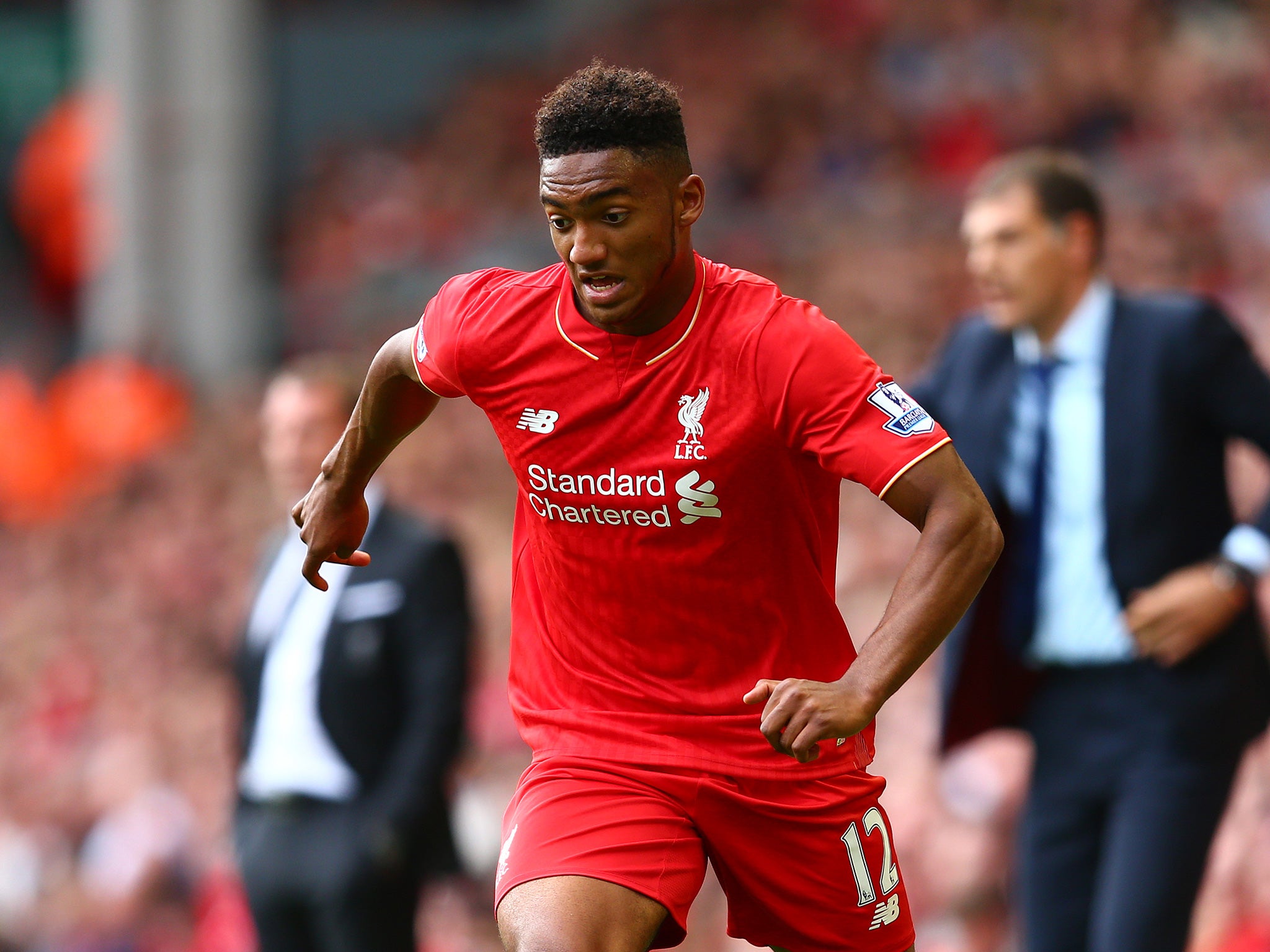 Gomez in action for Liverpool at the start of last season