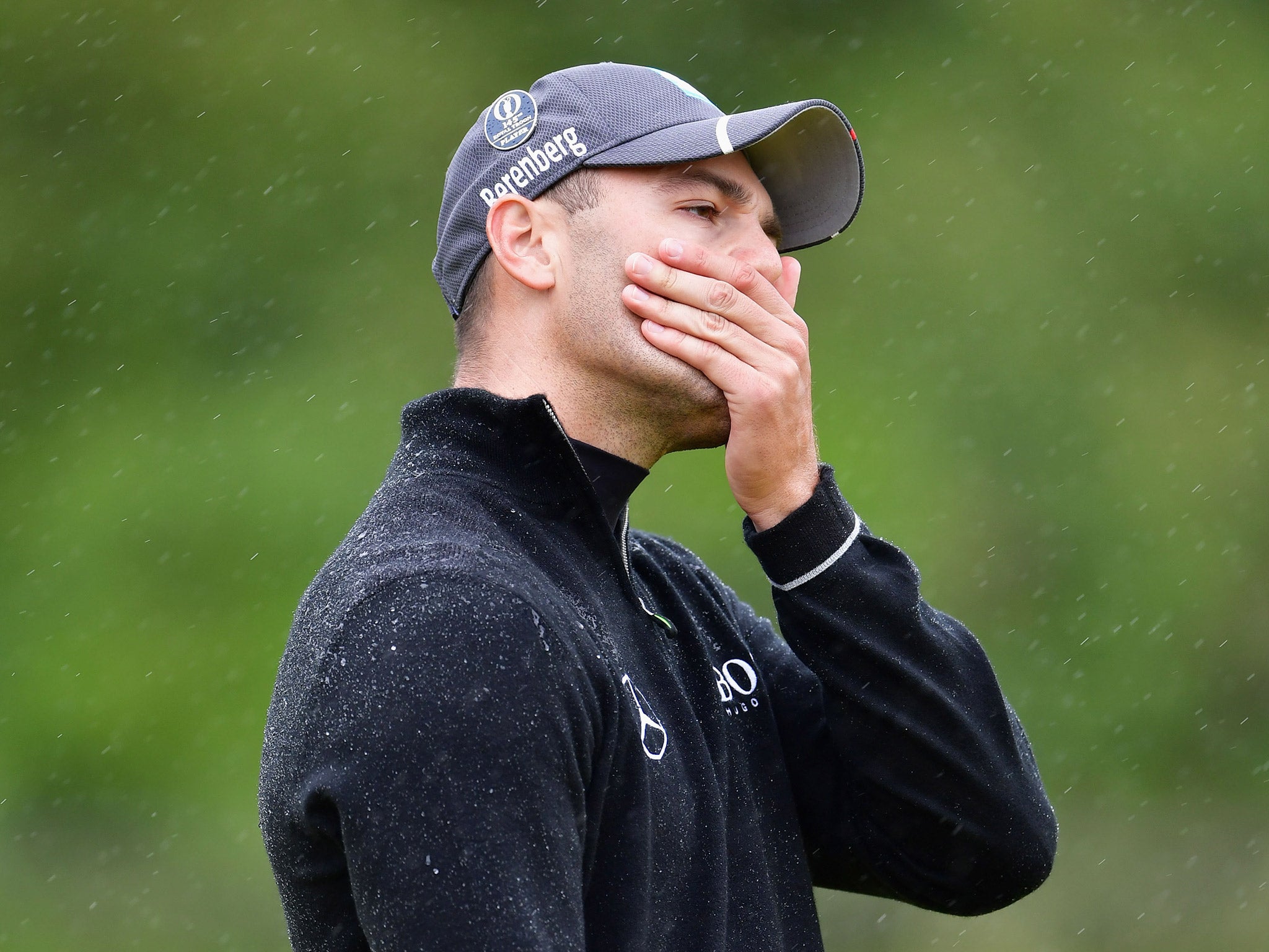 Martin Kaymer reacts to his triple-bogey on the 10th to drop away from the front