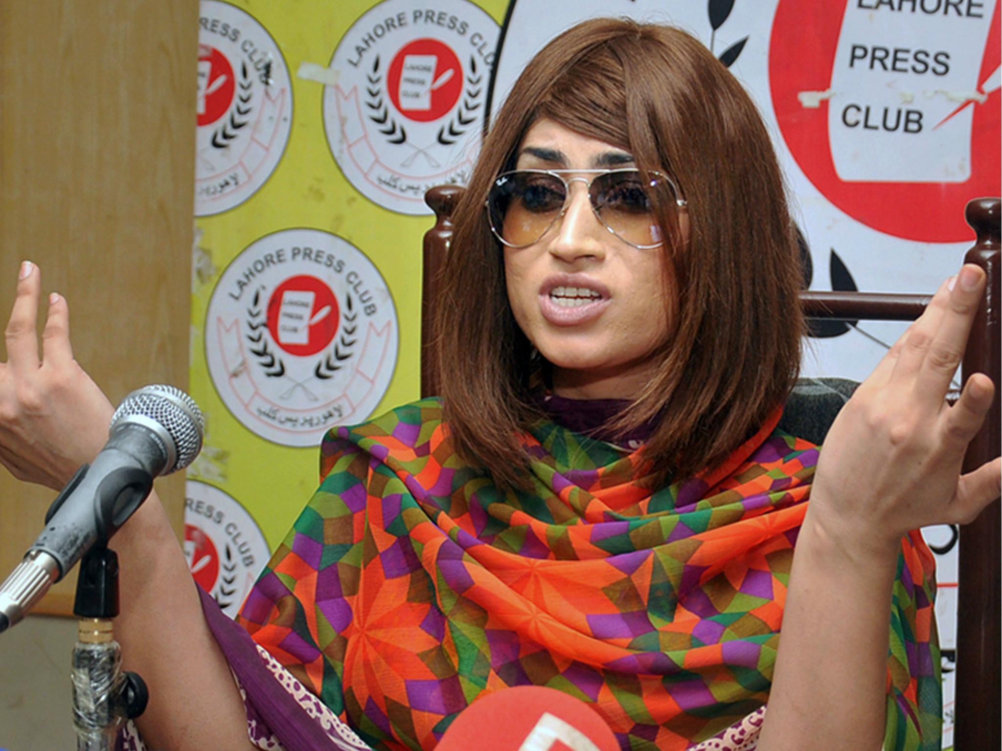 Qandeel Baloch speaks during a press conference in Lahore, Pakistan last month