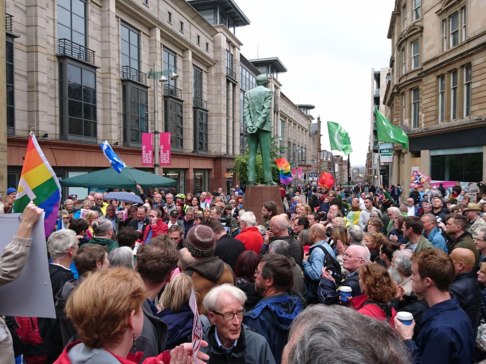 Protestors gathered at an anti-Trident rally in Glasgow ahead of the House of Commons vote on renewing the nuclear deterrent.