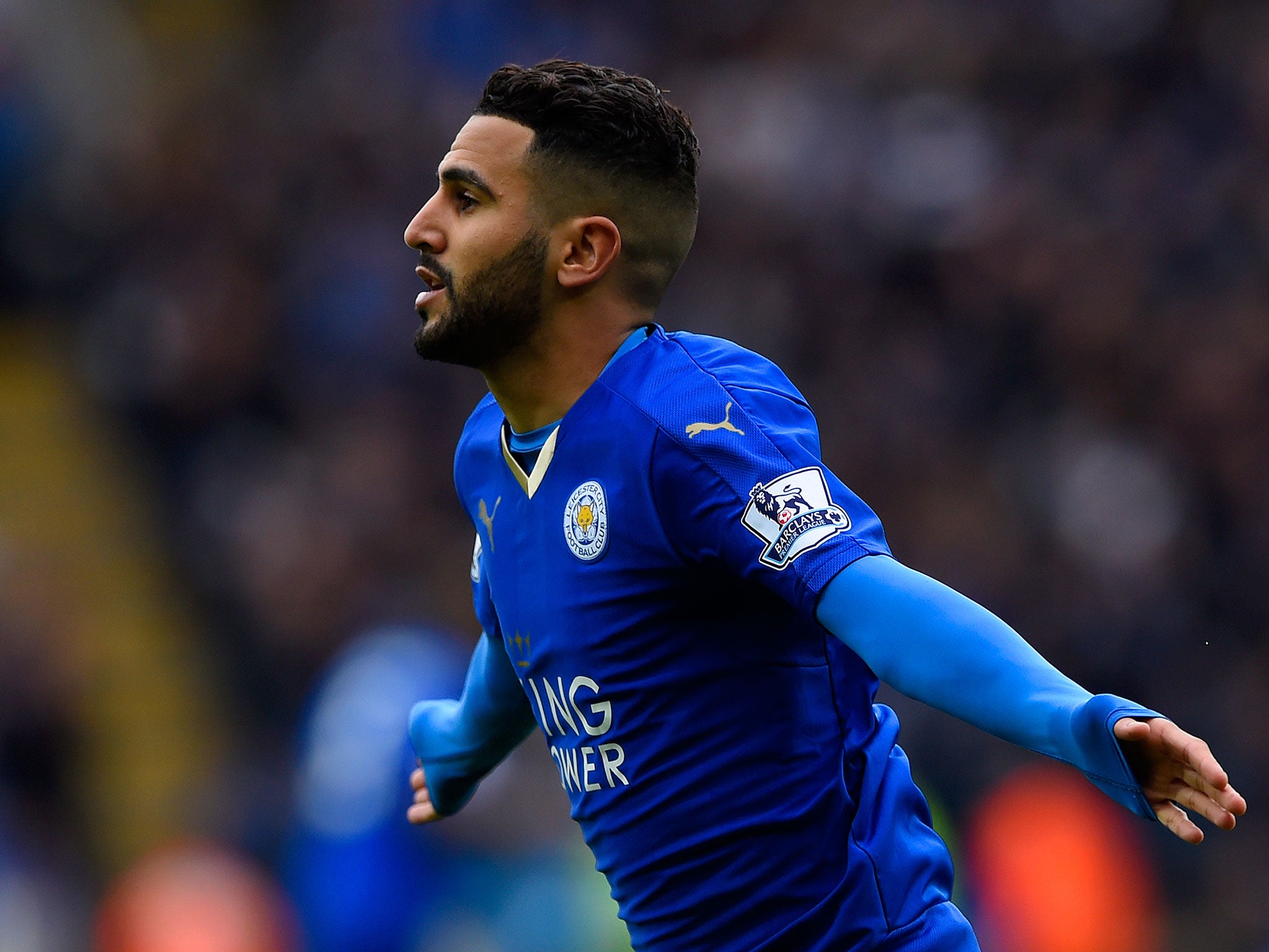 Mahrez celebrates for Leicester