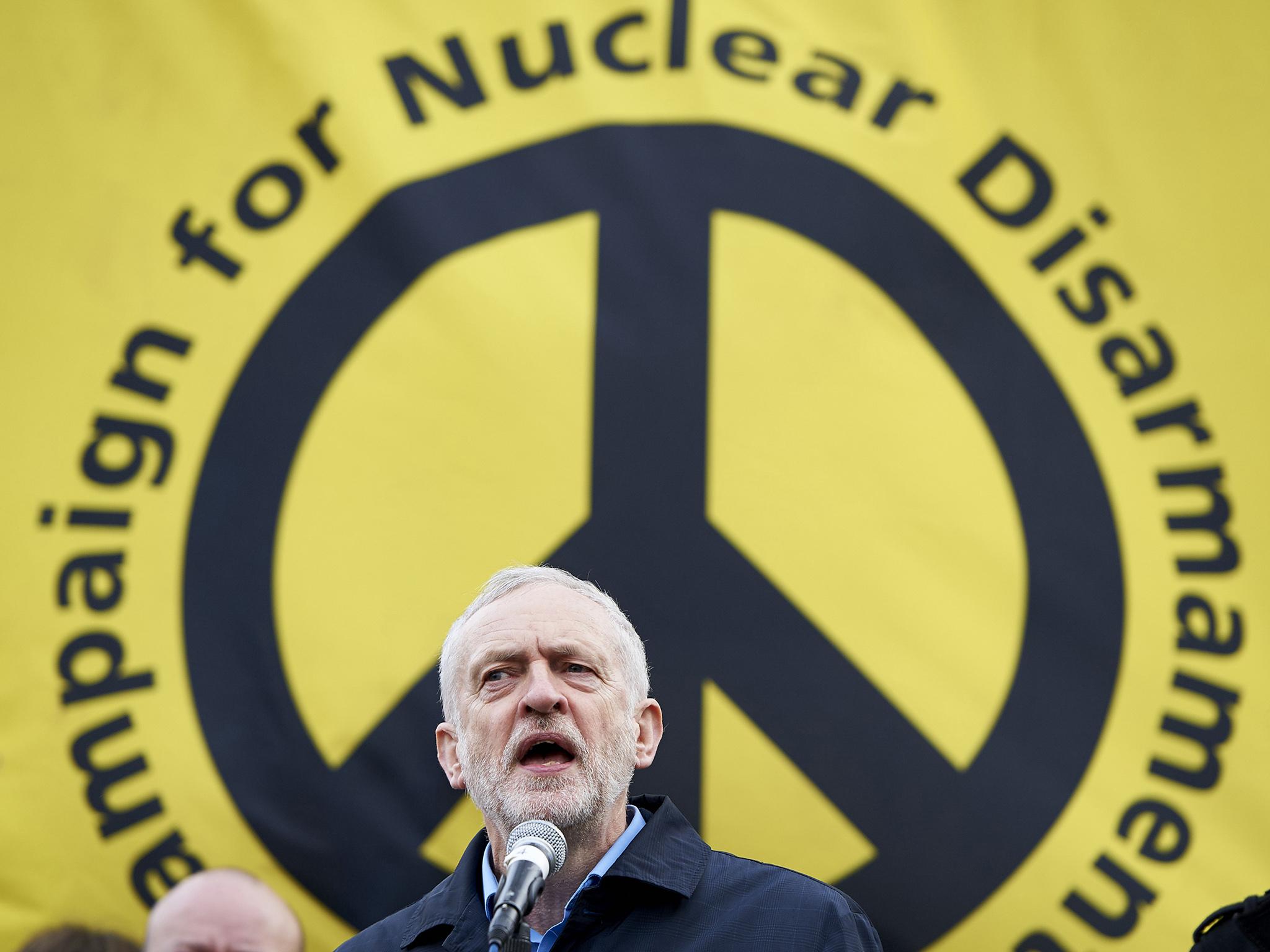 Jeremy Corbyn speaking at a CND rally earlier this year. Unlike many in his party, Mr Corbyn is against renewal