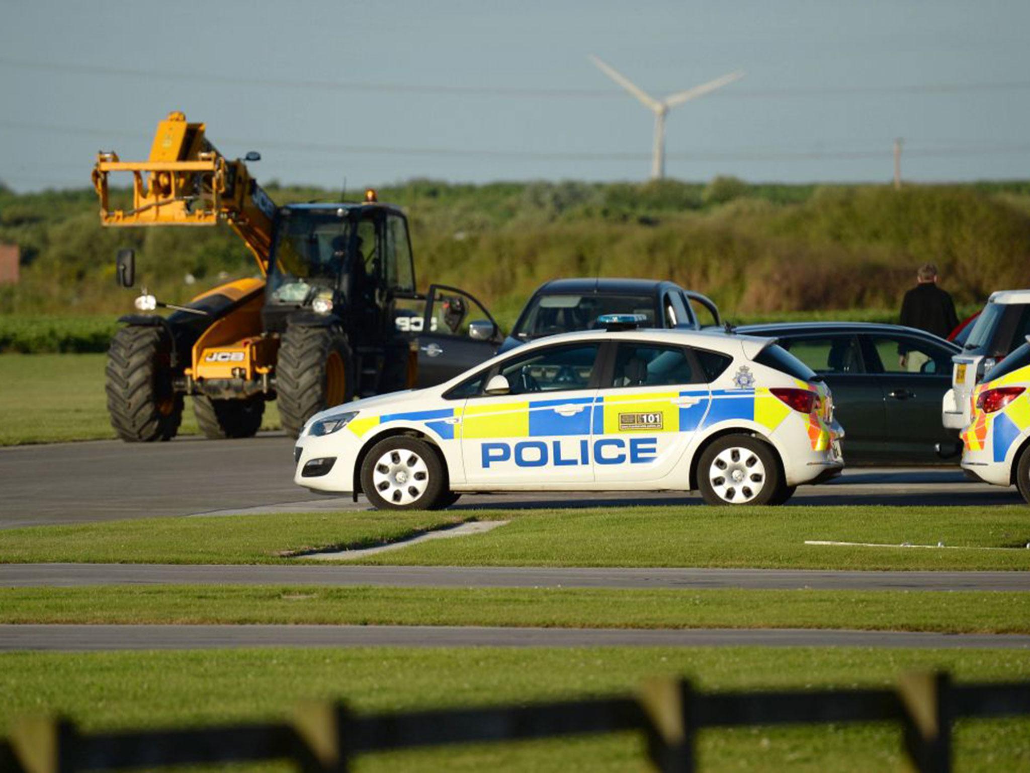 Police at the scene at Breighton airport