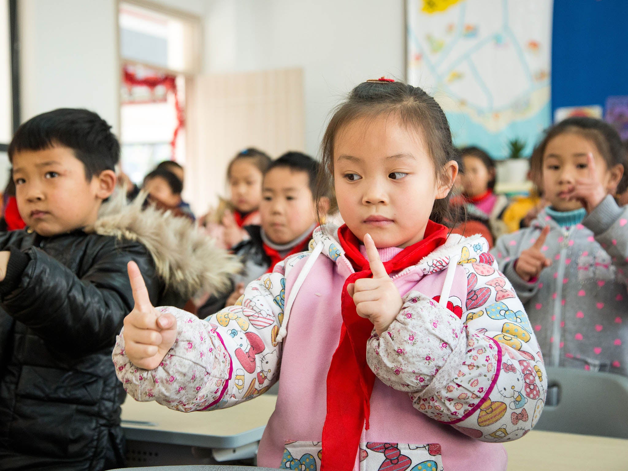 ‘Eye exercises’ are preformed twice a day in Hangzhou primary school to combat the high incidence of myopia among Chinese children