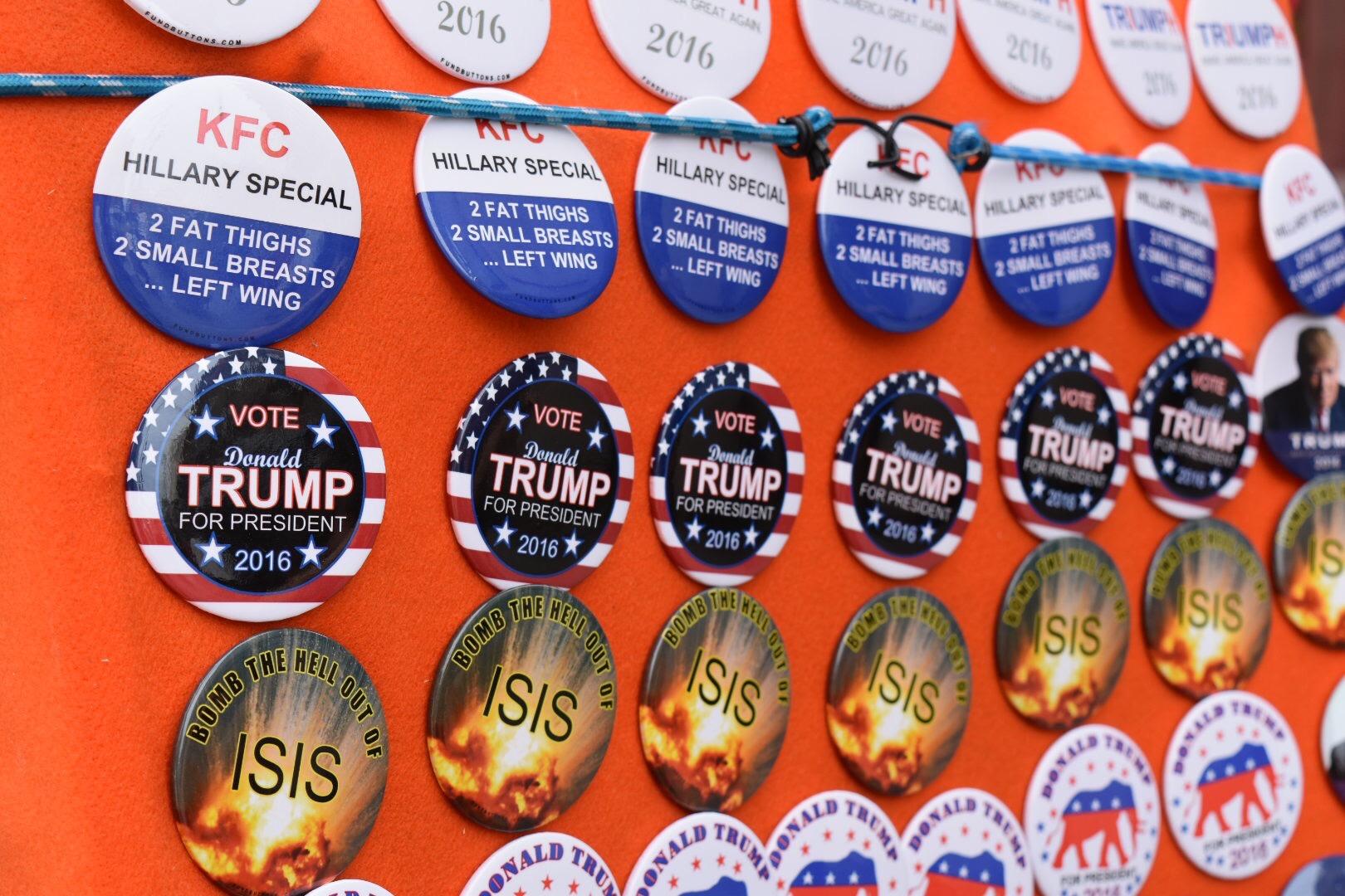 Badges on sale outside the Republican convention in Cleveland (Tim Walker)