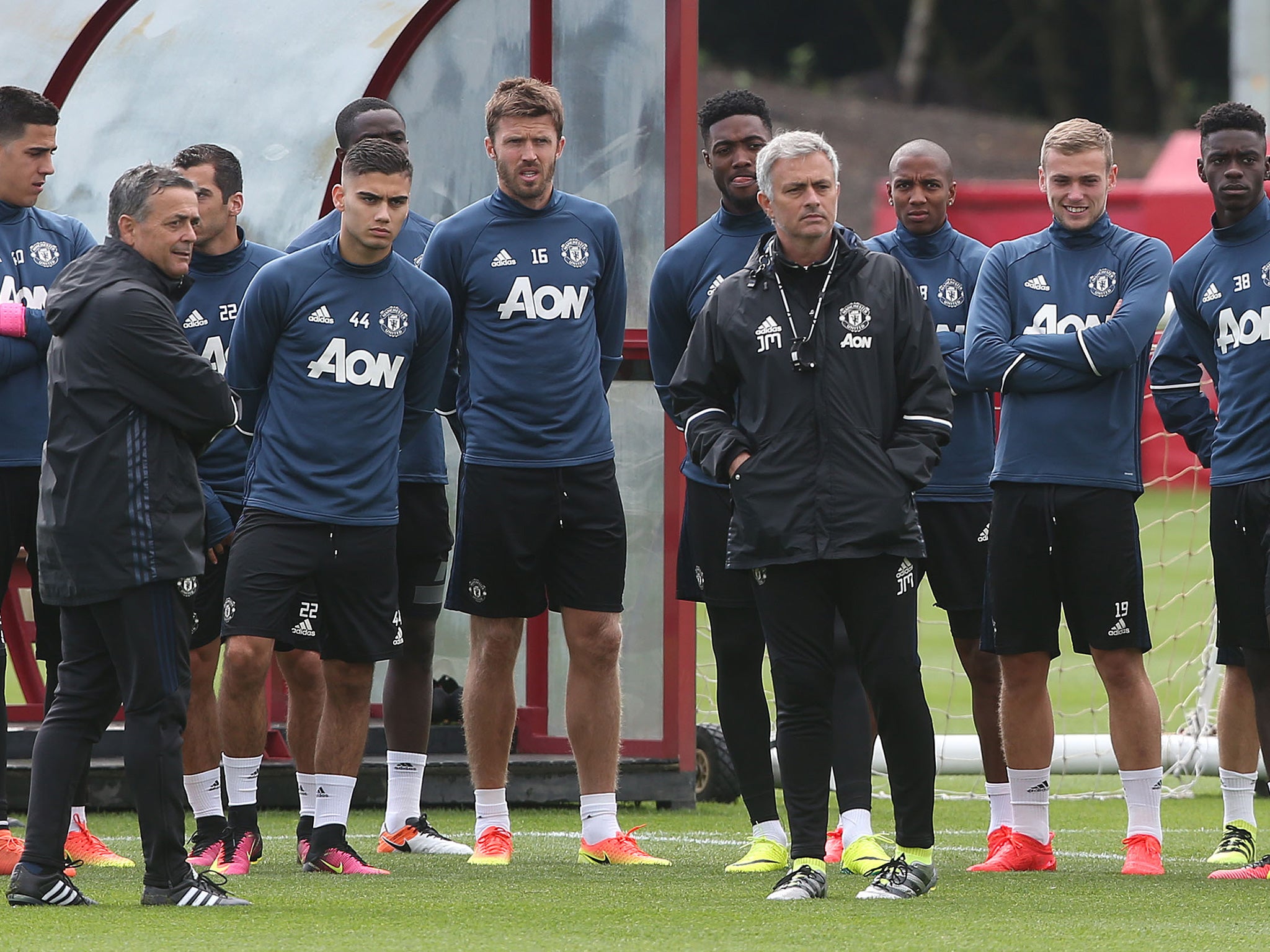 Mourinho taking a session at United's Carrington training ground