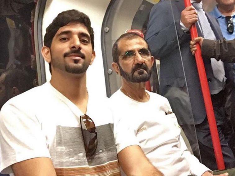 Both Sheikh Mohammed Bin Rashid Al Maktoum (right) and Crown Prince Hamdan bin Mohammed Al Maktoum were wearing plain, casual clothes