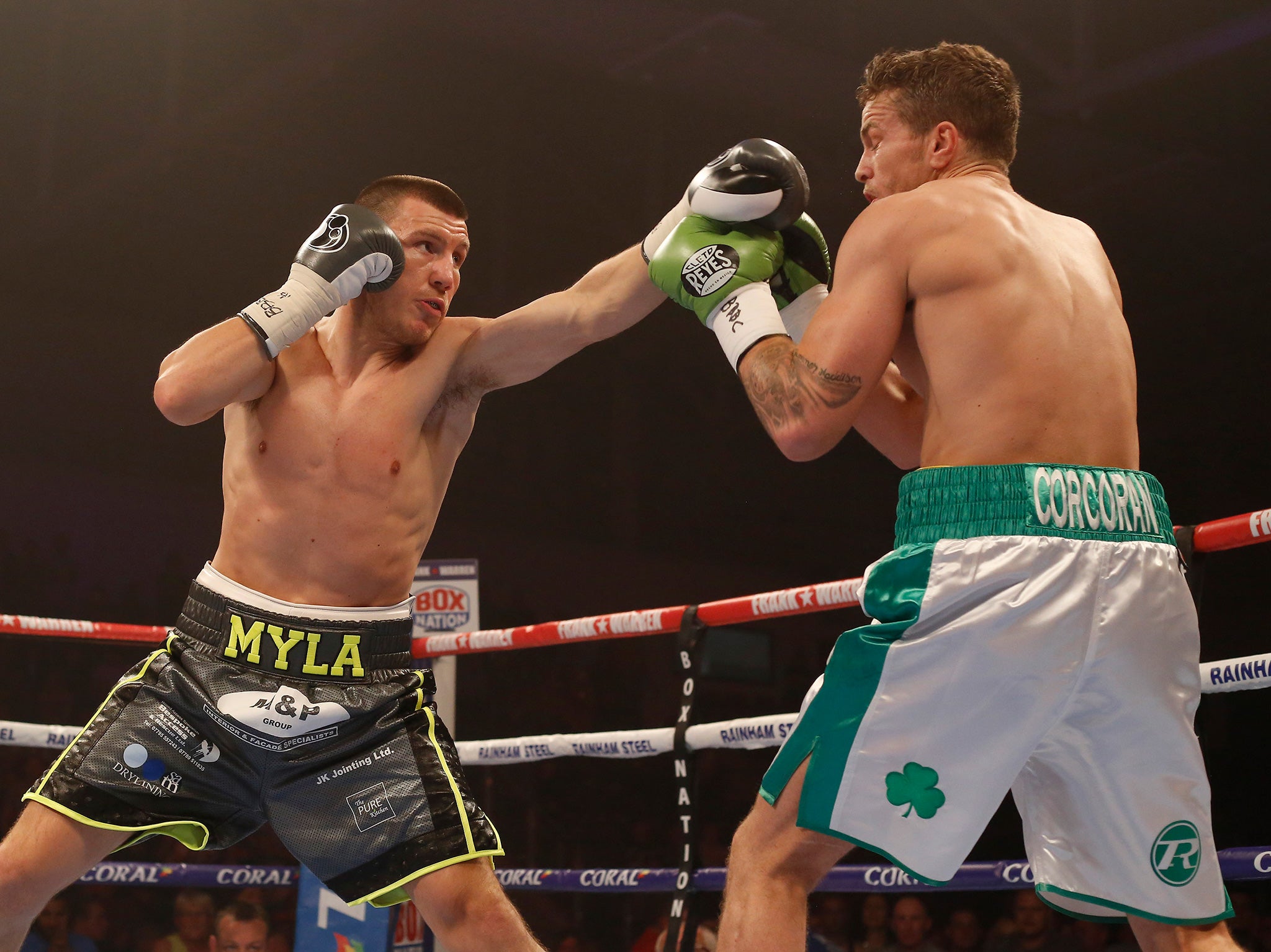 Williams and Corcoran in the ring at Cardiff's Ice Arena