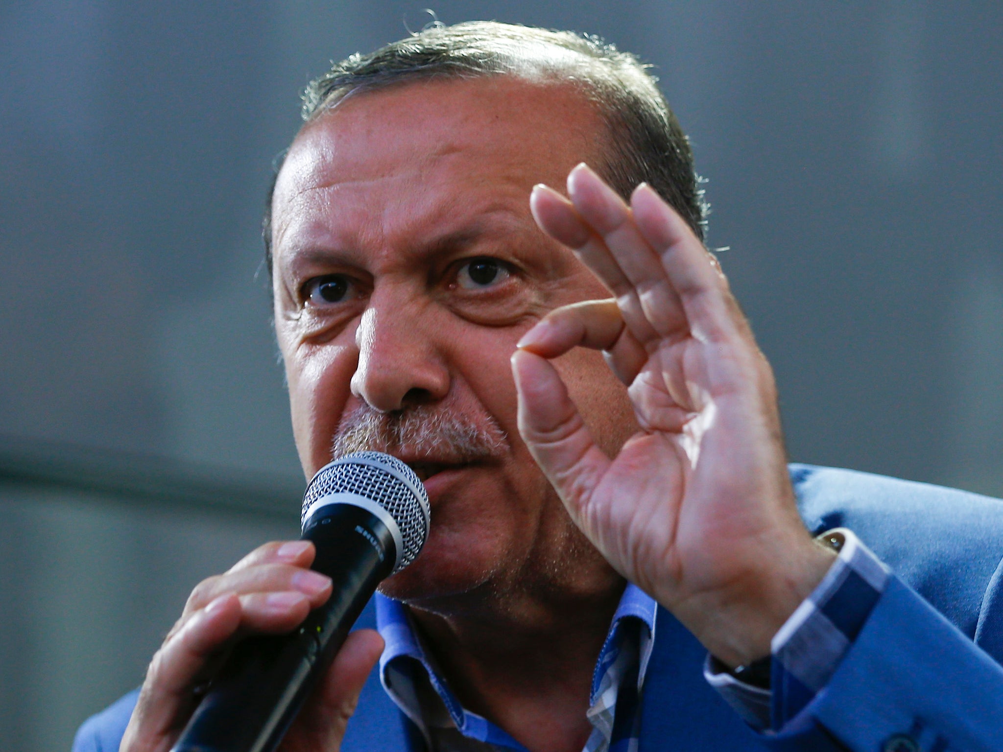 President Erdogan delivers a speech to supporters in Istanbul