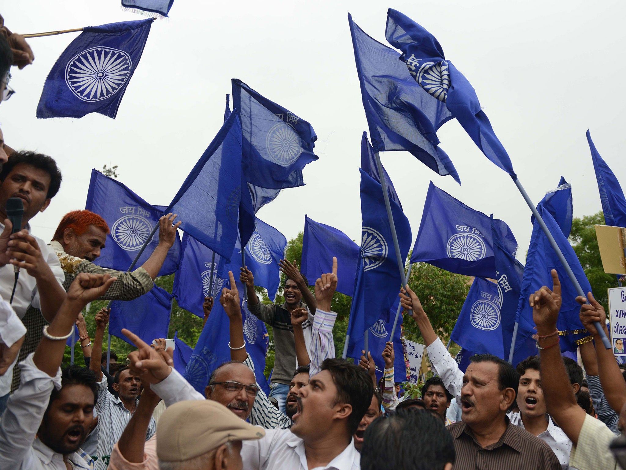 Activists protest against an attack on Dalits in Gujarat by suspected cow protection vigilantes.