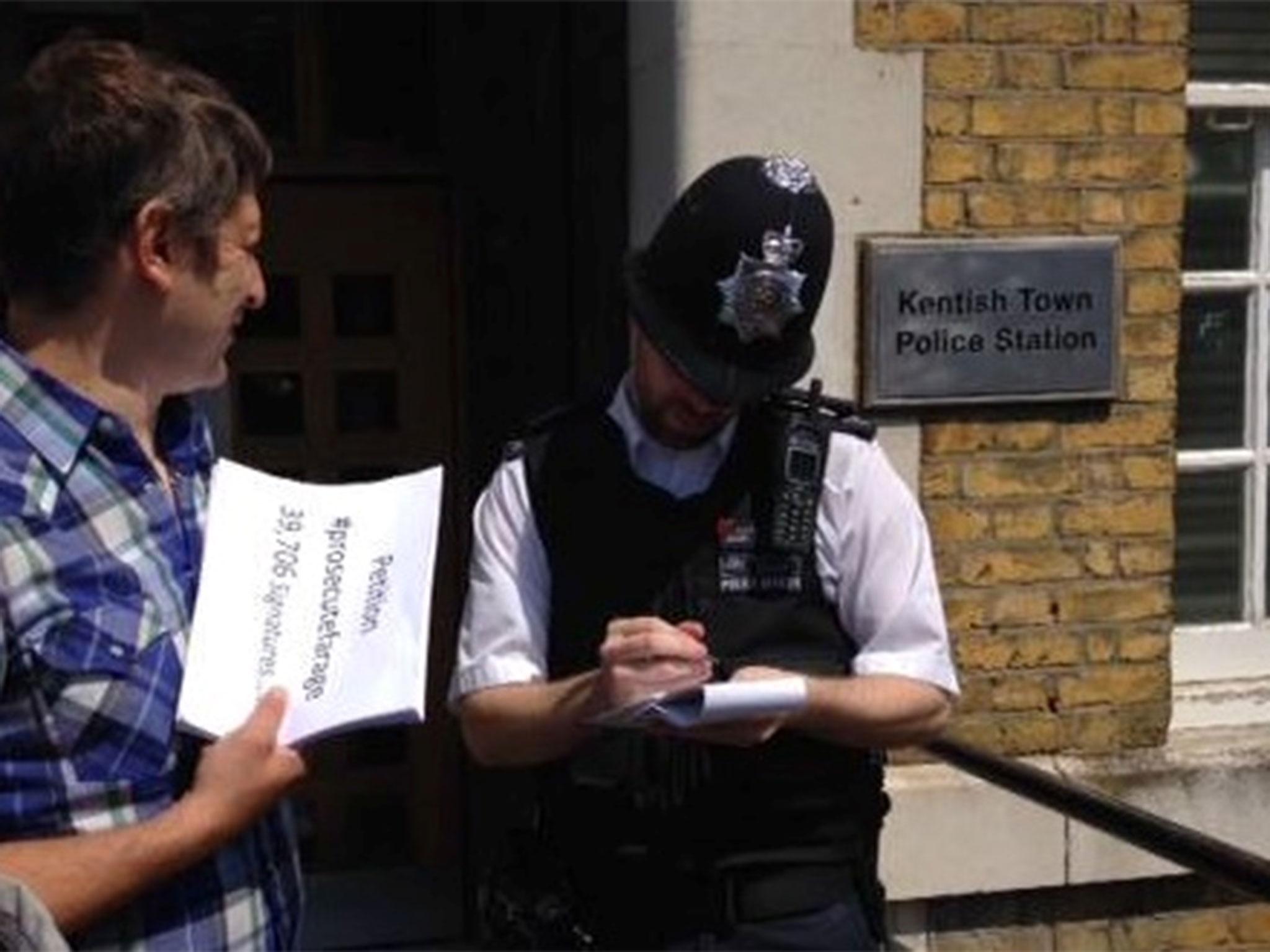 The statement is handed in at Kentish Town police station