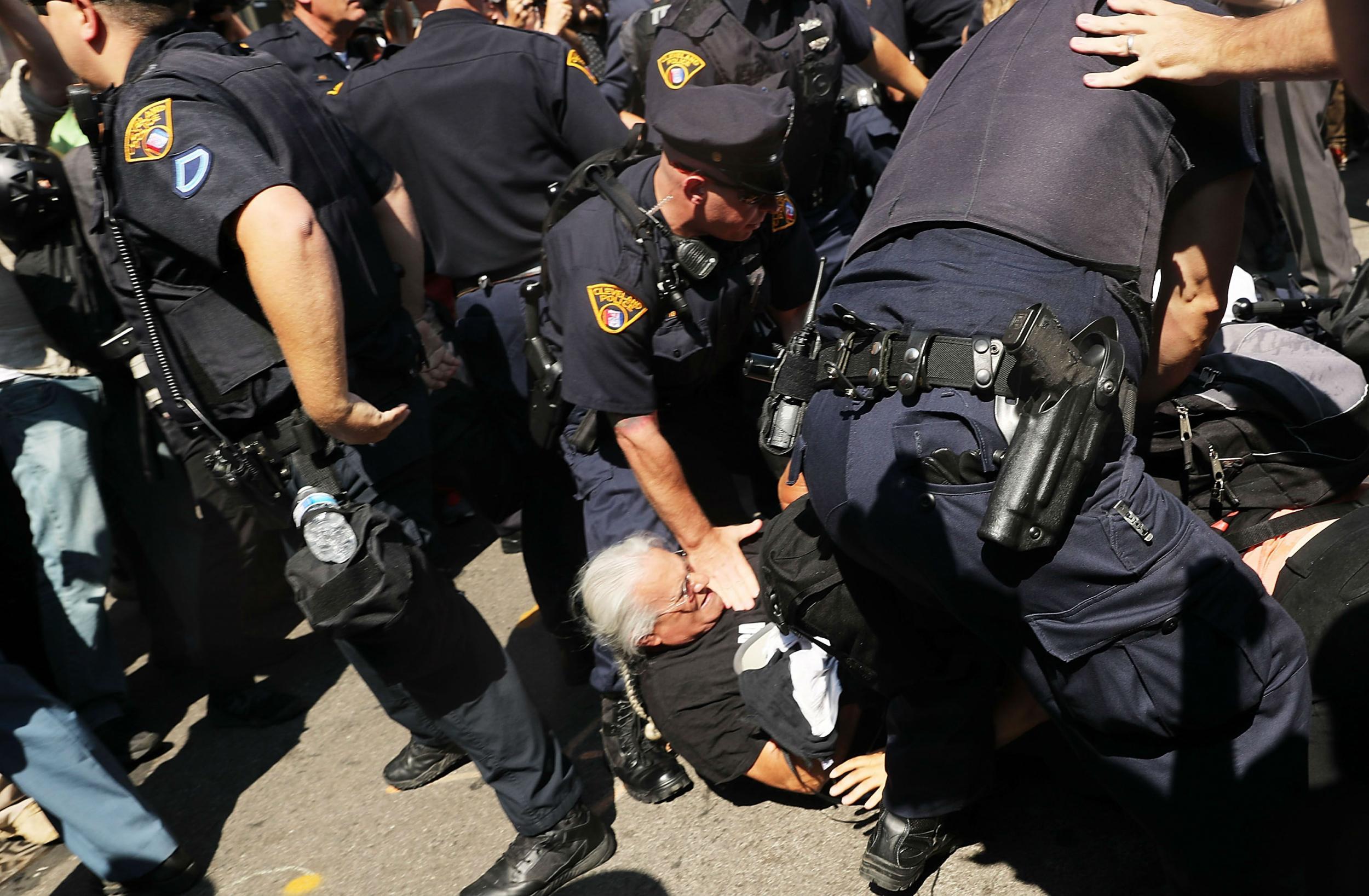 Police in riot gear and on horses were sent out onto the Cleveland streets