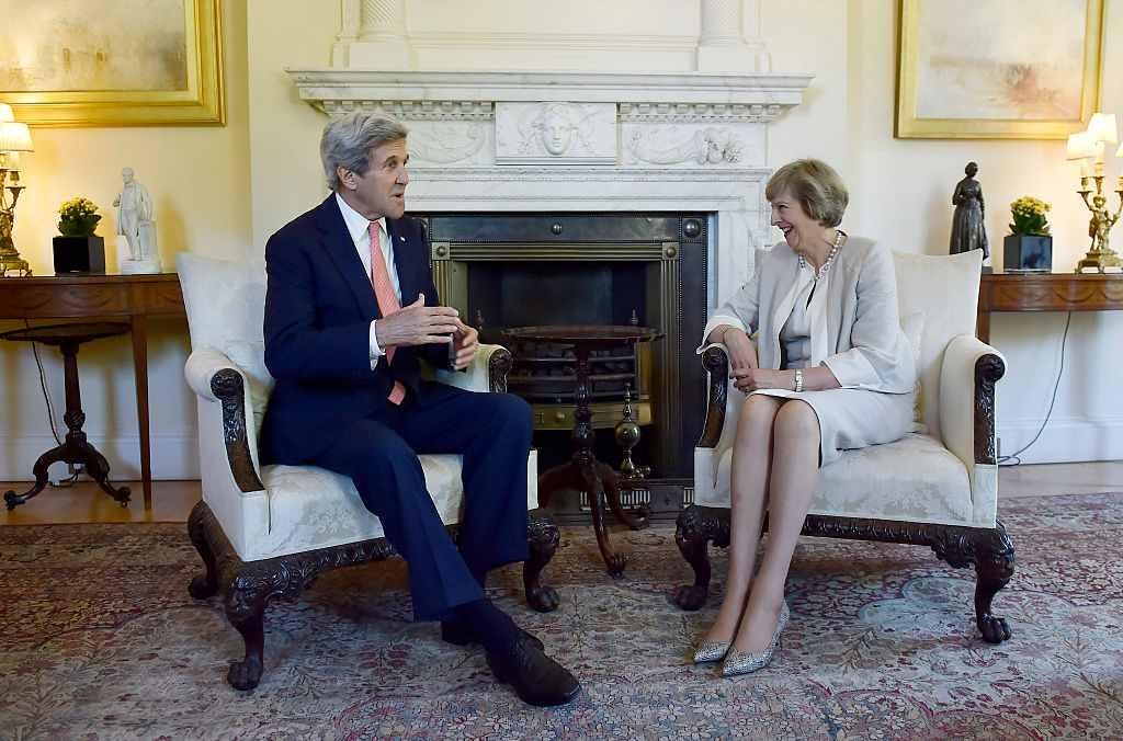 May met with US Secretary of State John Kerry earlier this week. Photo: Getty.