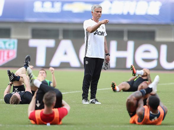 Jose Mourinho oversees Manchester United training in Shanghai this week (Getty)