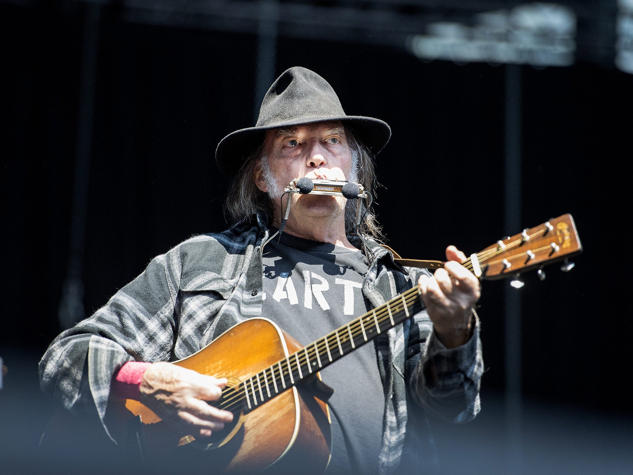 Neil Young in concert in Sweden on 5 July, 2016