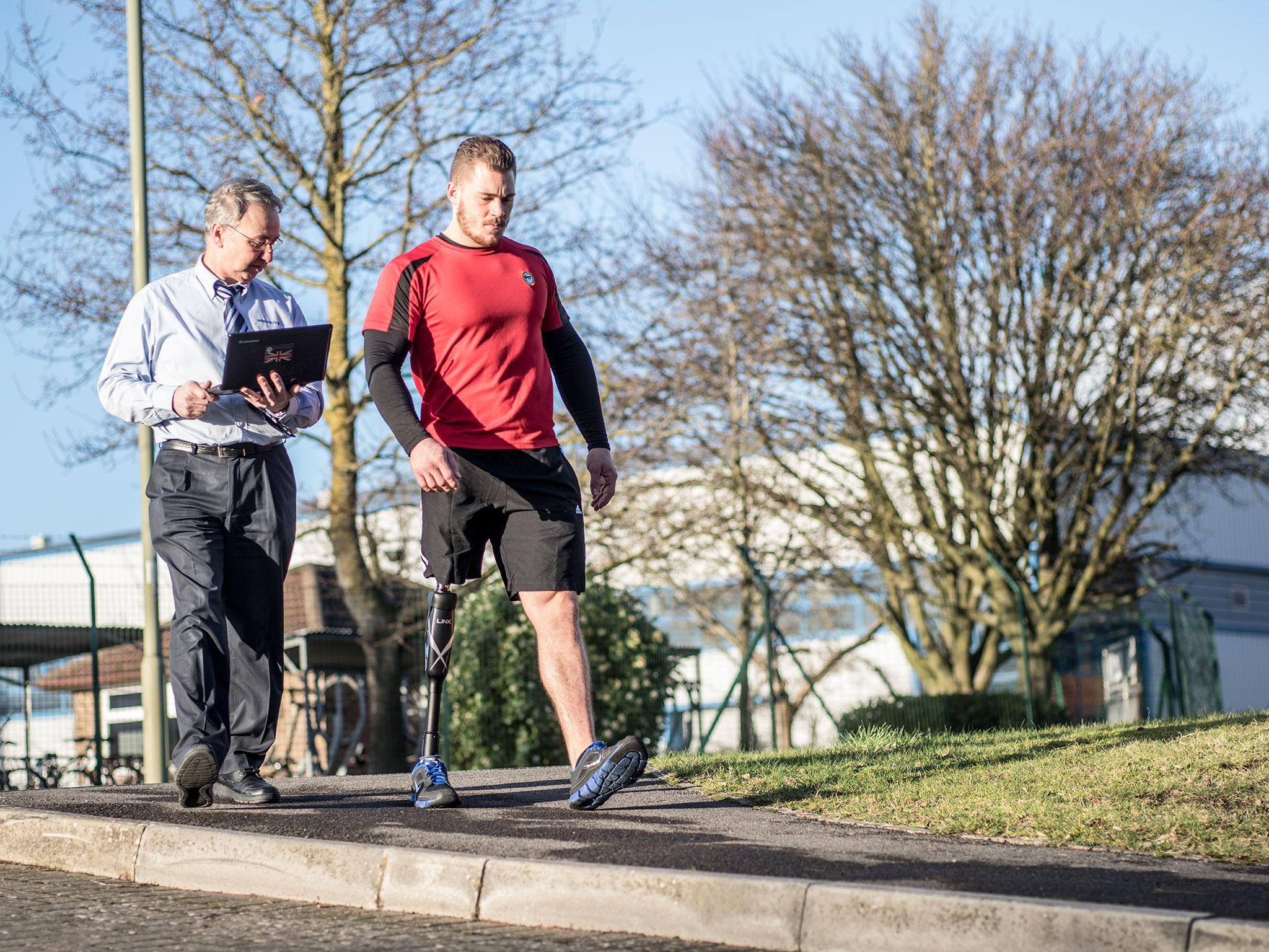 A patient uses the Linx prosthetic leg, which won the prestigious 2016 MacRobert award.