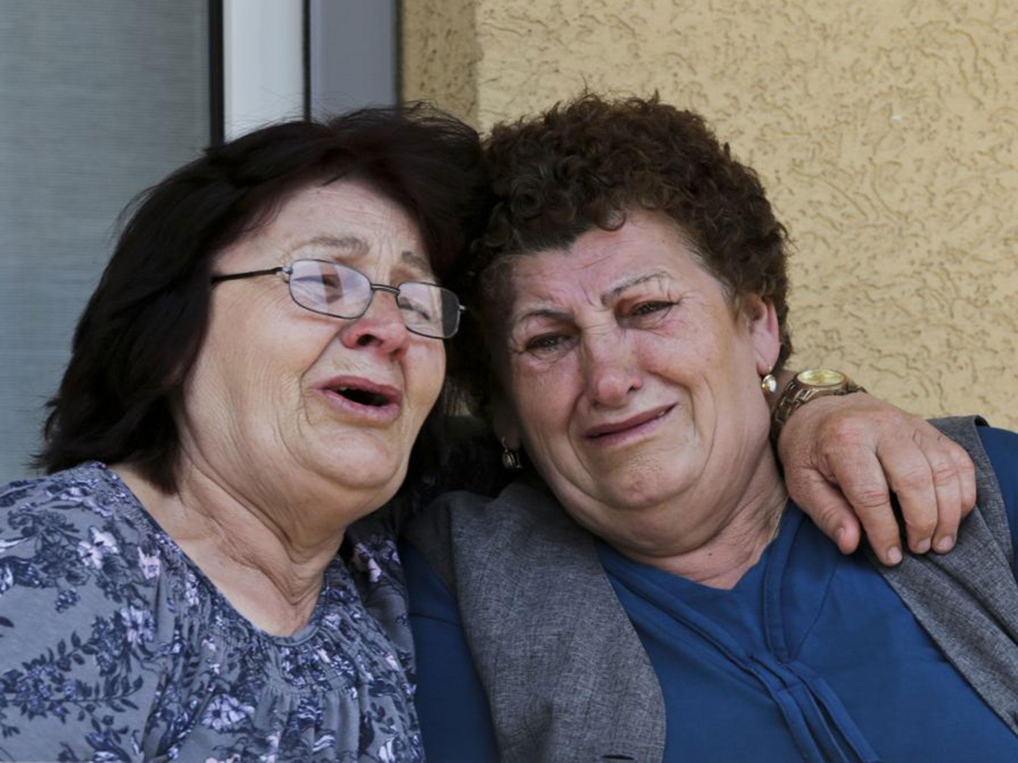 The aunts of Armela Segashi react to the news of her death in the town of Podujevo, Kosovo