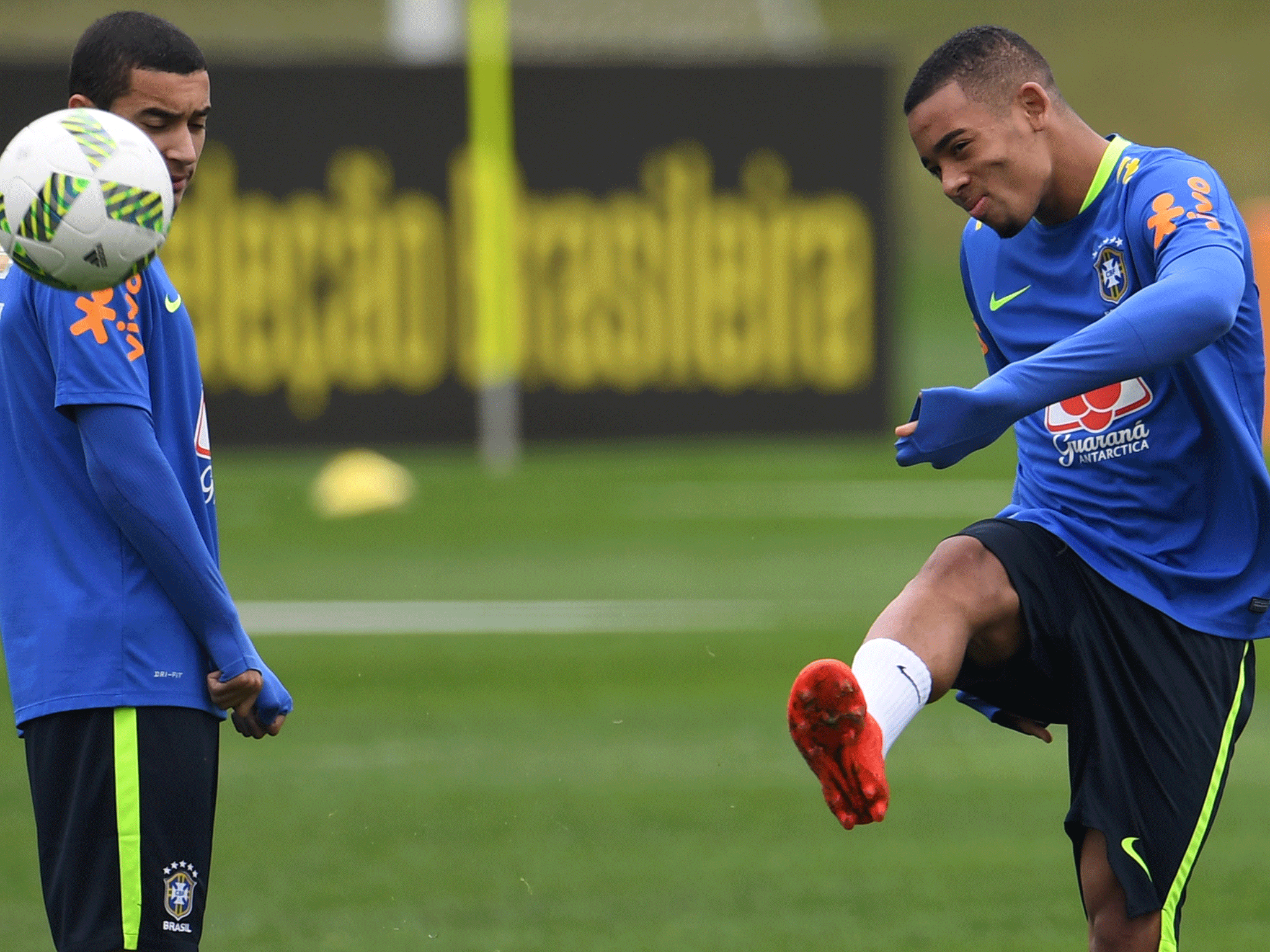 Gabriel Jesus in training as part of Brazil's Rio Olympics preparations