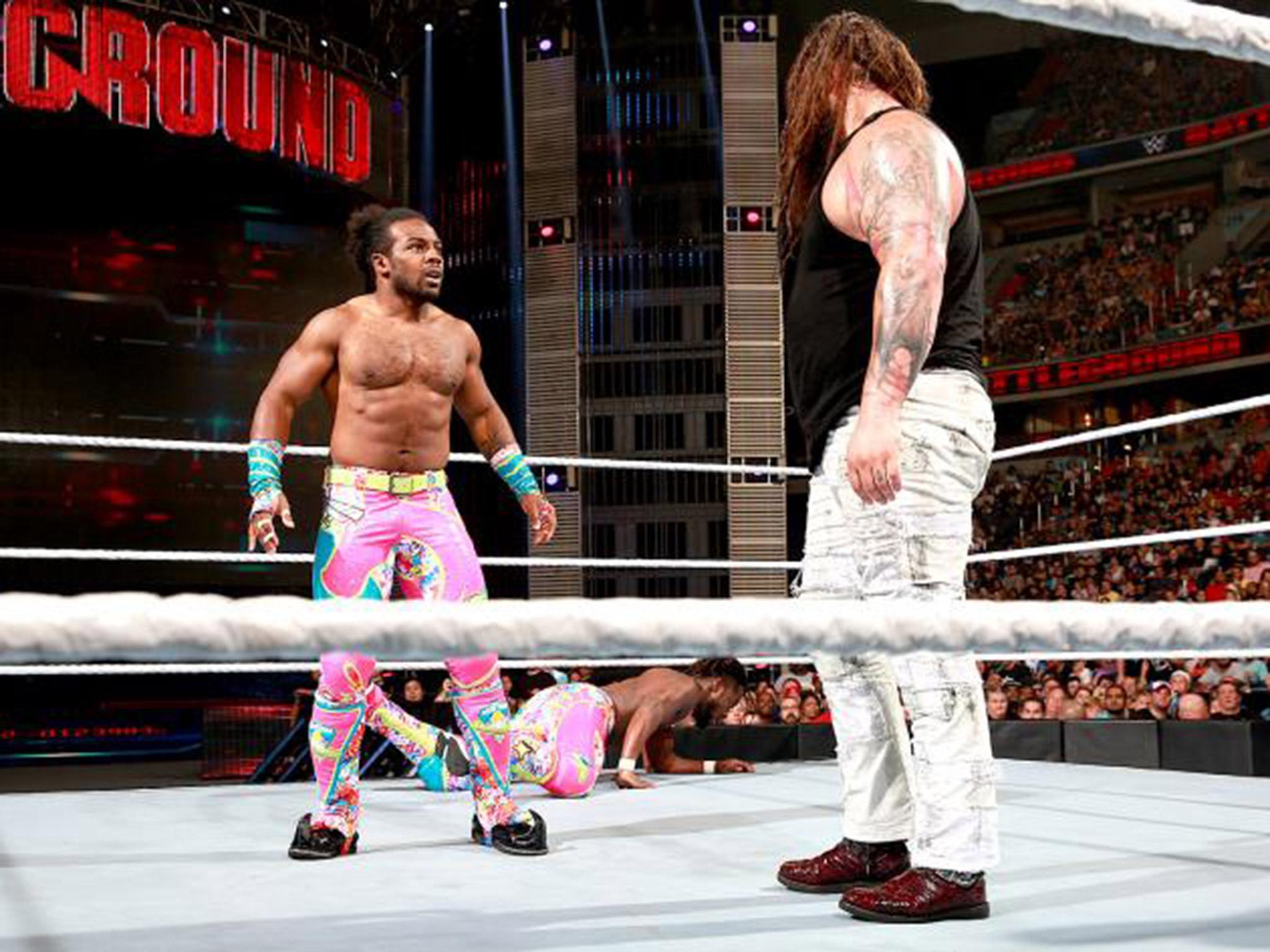 Xavier Woods freezes when confronted by Bray Wyatt (WWE.com)