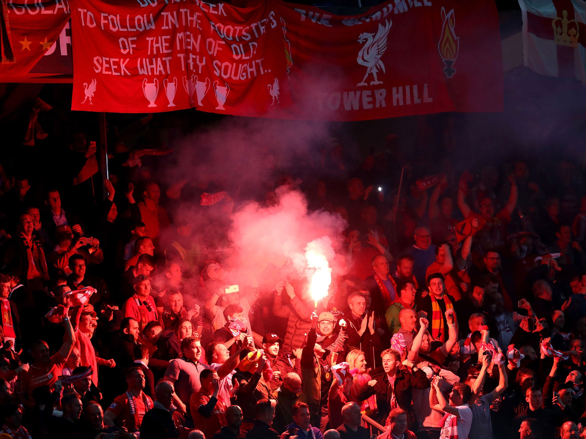 Liverpool fans during their side's Europa League final against Sevilla