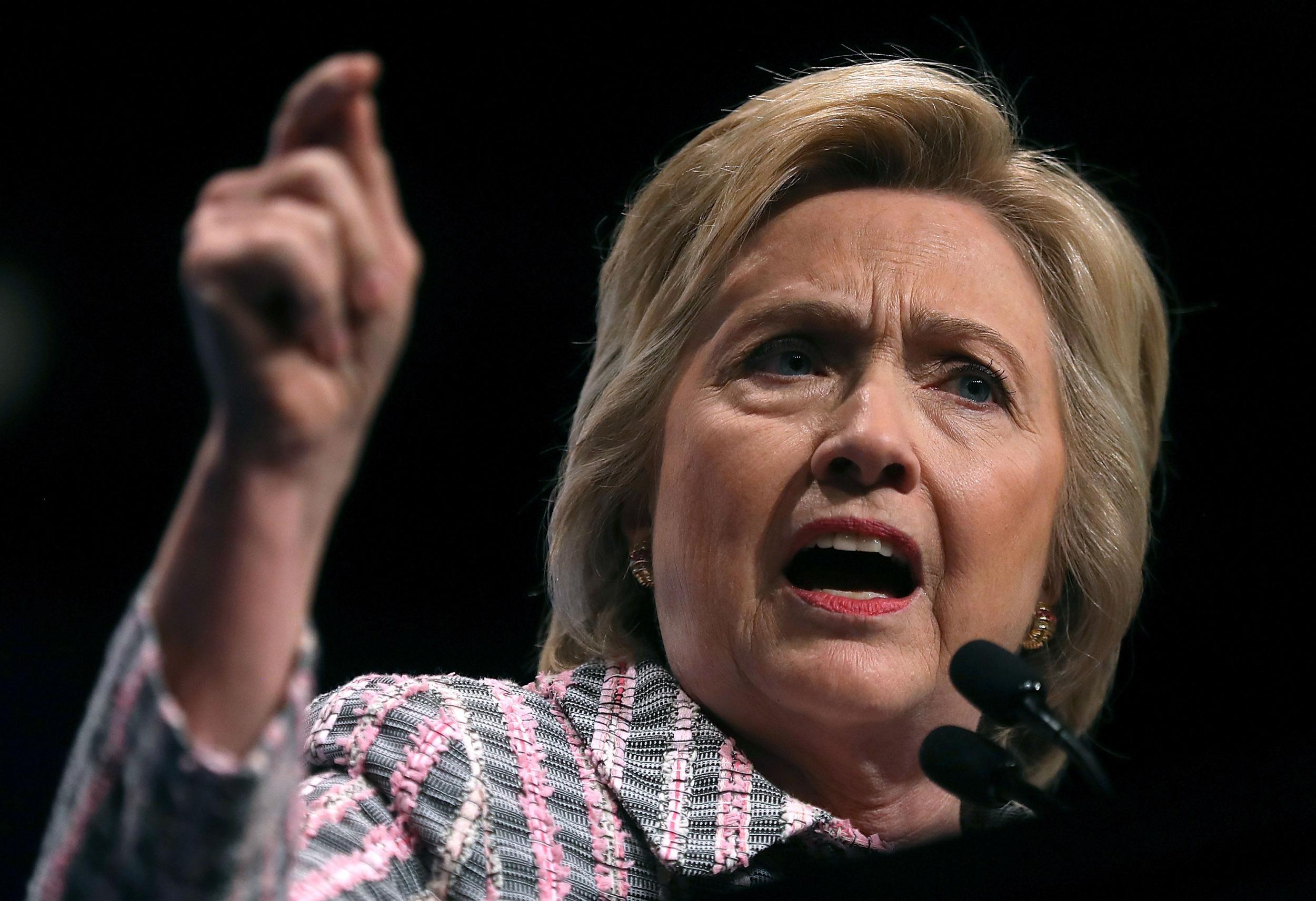 Hillary Clinton addressing supporters in North Carolina on Monday