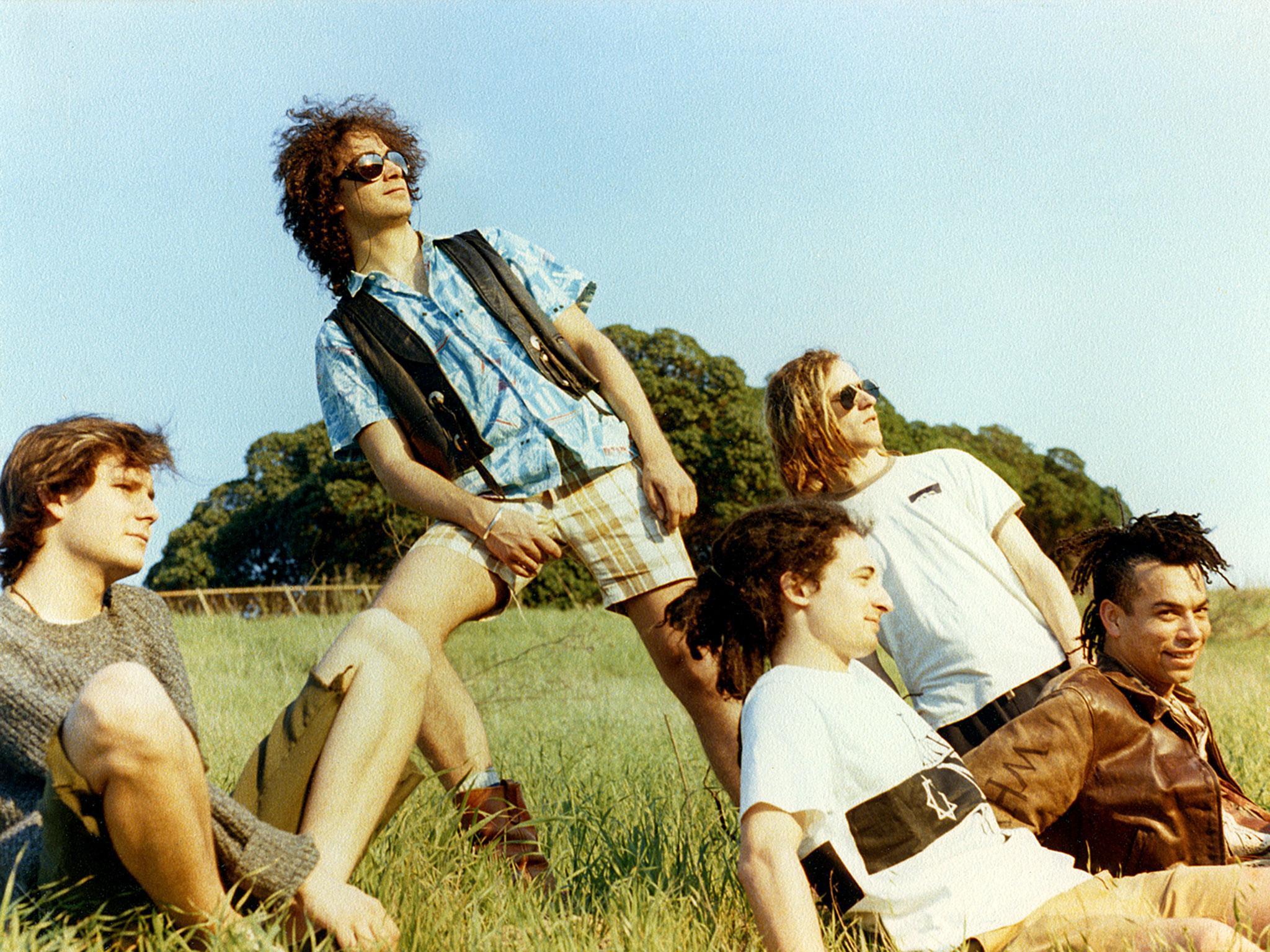 Faith No More in the halcyon days of the mid-eighties. From left to right, Bill Gould, Jim Martin, Mike 'Puffy' Bordin, Roddy Bottum and Chuck Mosley