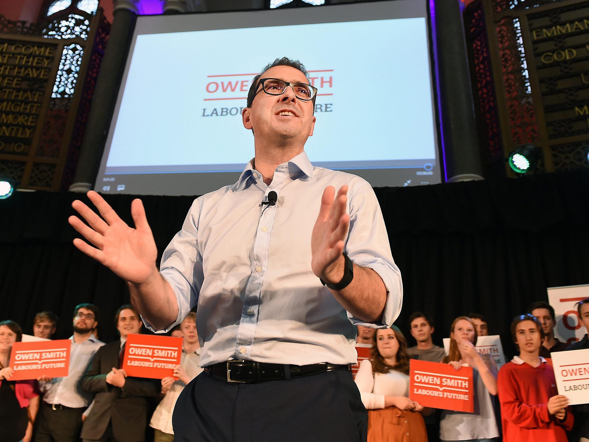 Owen Smith speaks during a campaign rally in London, yesterday