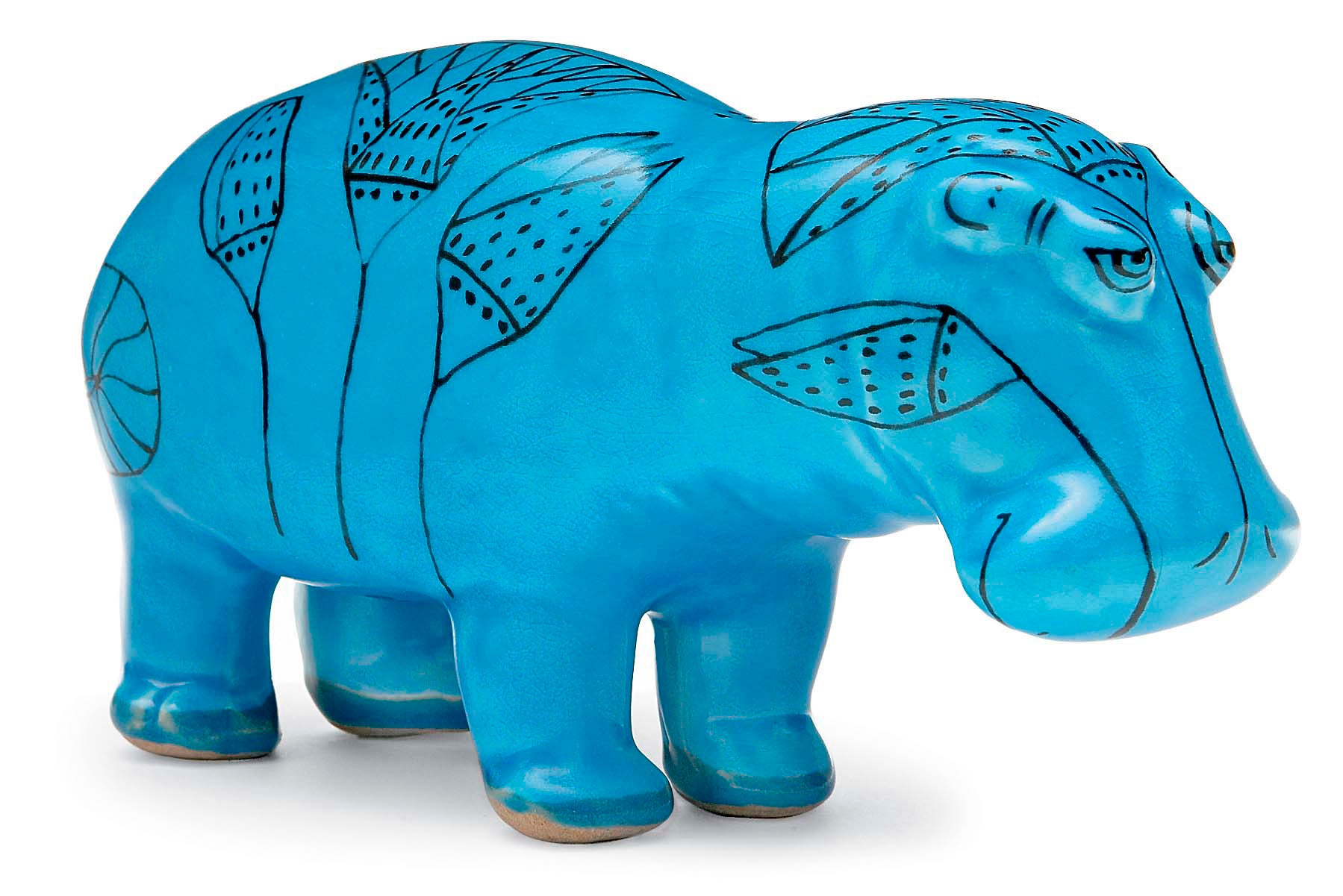 This glazed earthenware hippopotamus playfully injects a powerful dose of turquoise, an accent color closely associated with Brazilian interior style