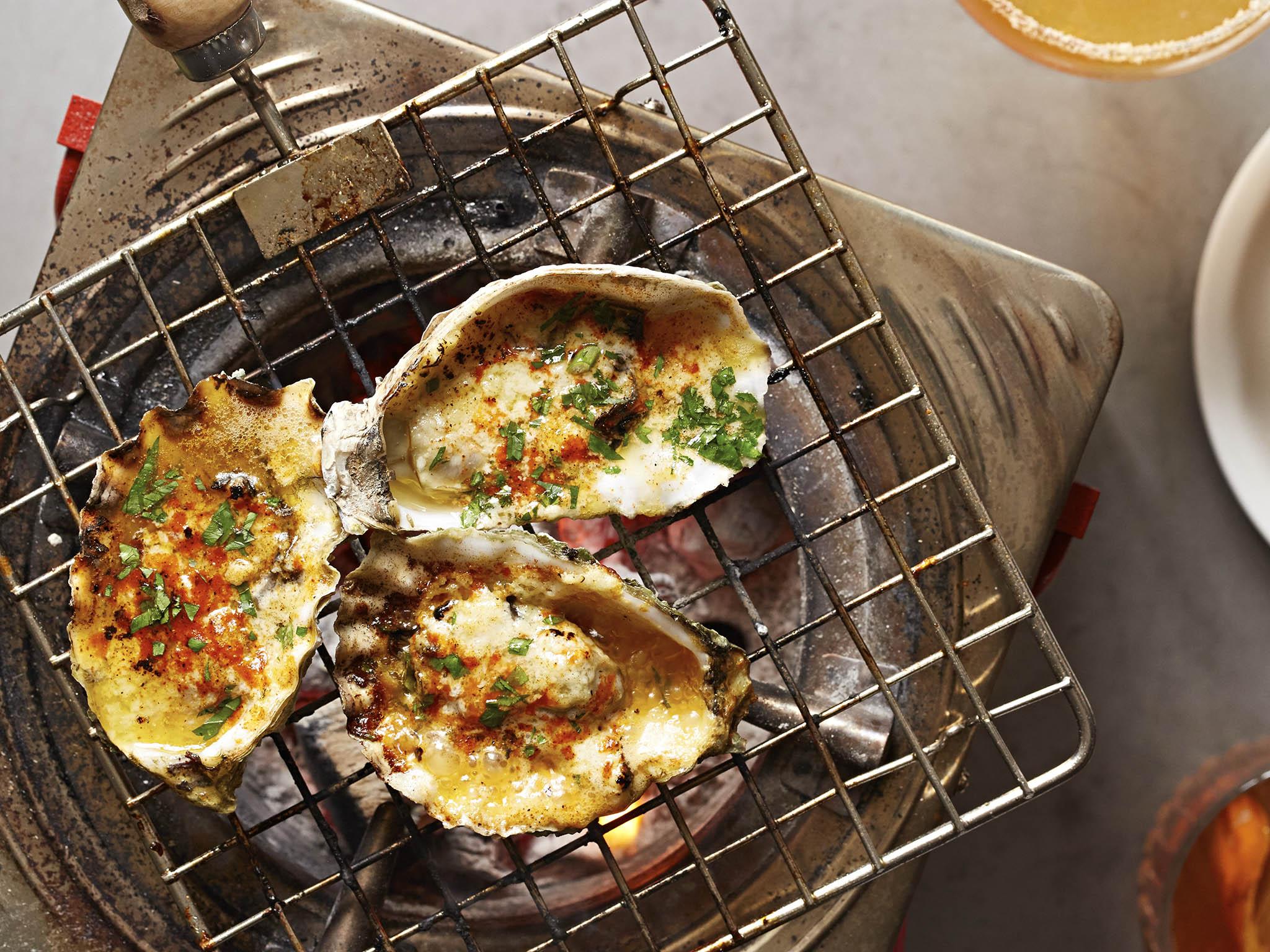 Baked oysters with a spiced butter