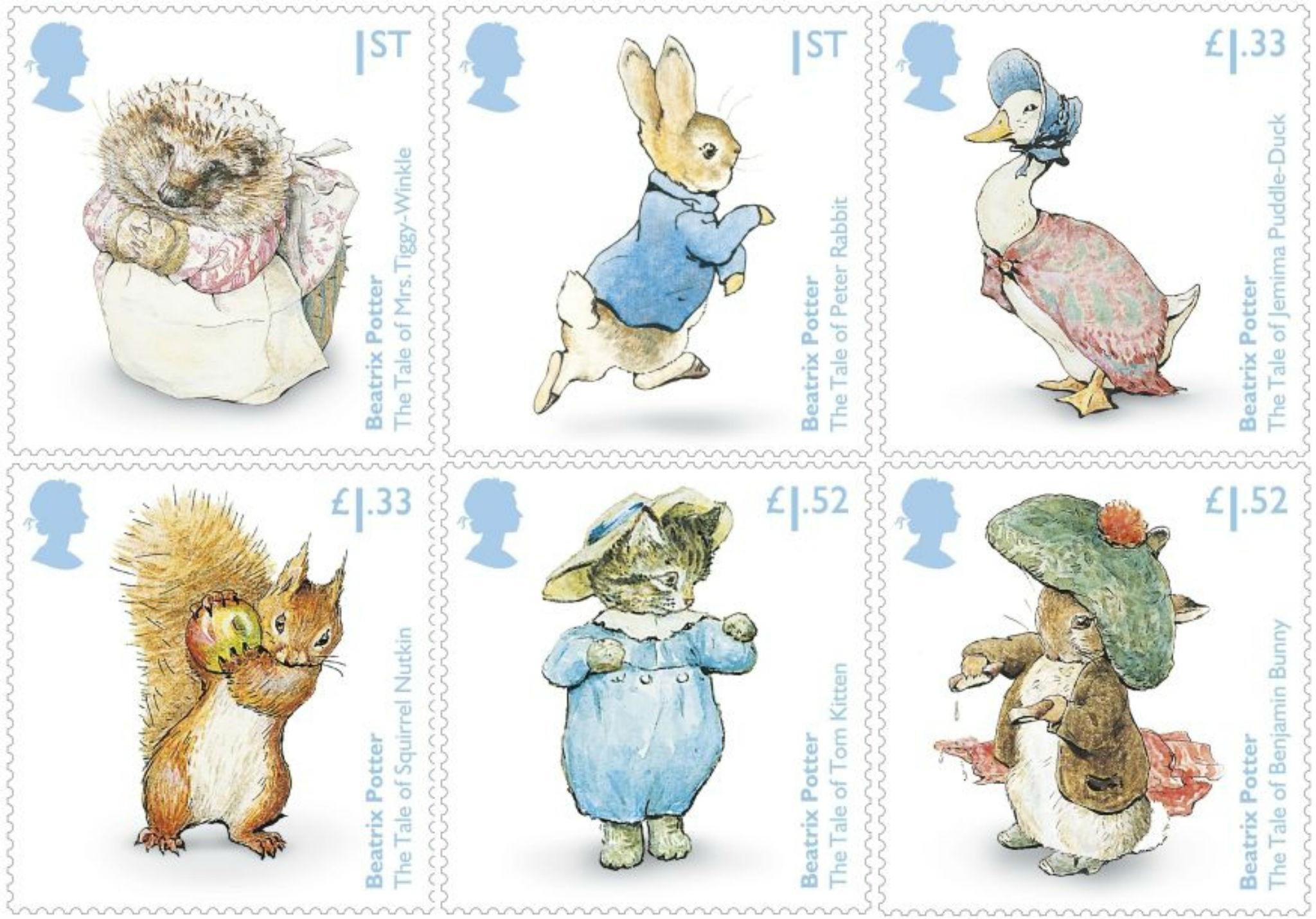 Beatrix Potter stamps by Royal Mail to commemorate her 150th anniversary