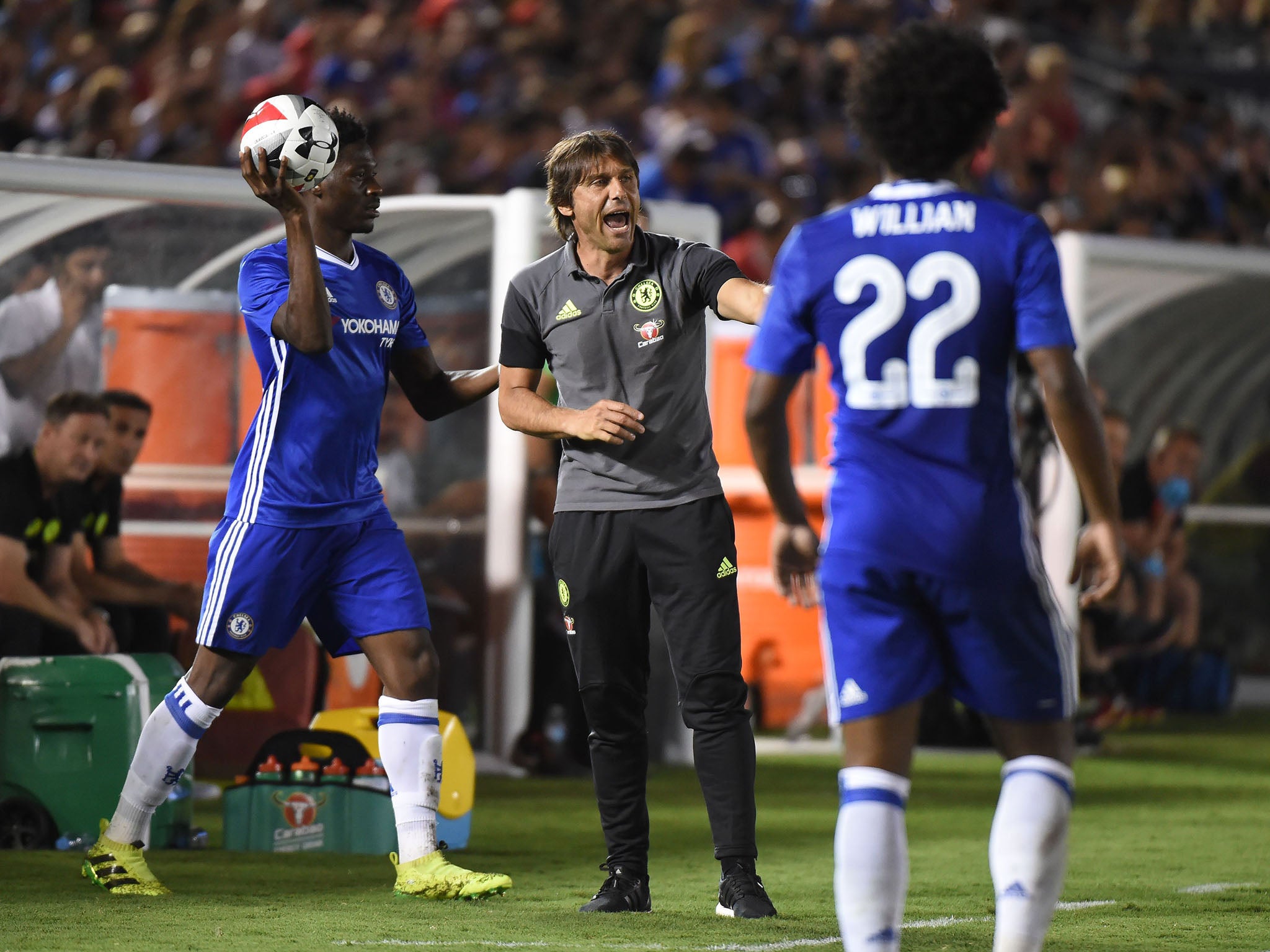 Antonio Conte on the side-lines in LA during the pre-season clash with Liverpool