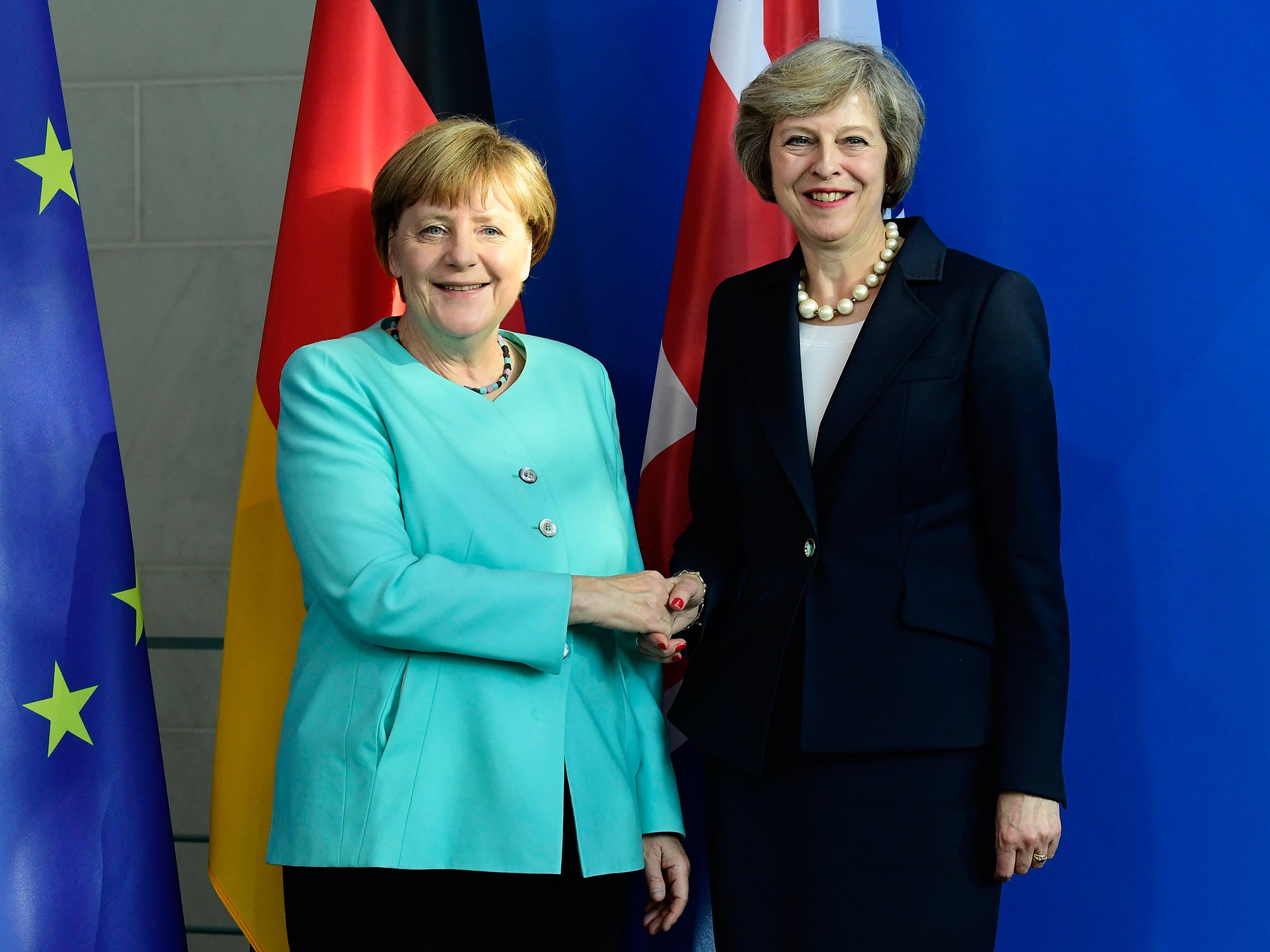 Theresa May meets with German Chancellor Theresa May to discuss the terms of Britain's withdrawal from the EU