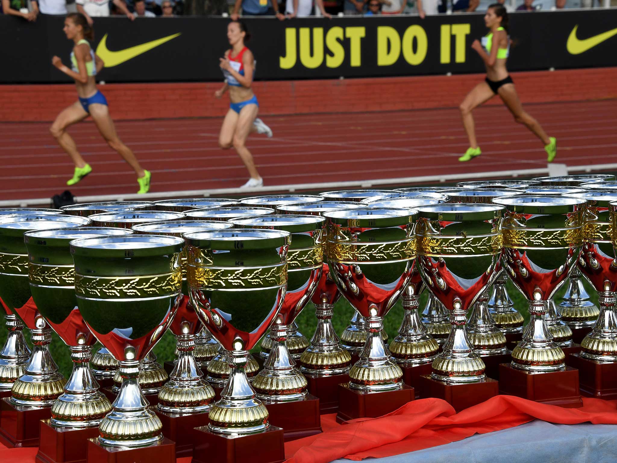 Instead of gold medals, the banned athletes competed for silver trophies