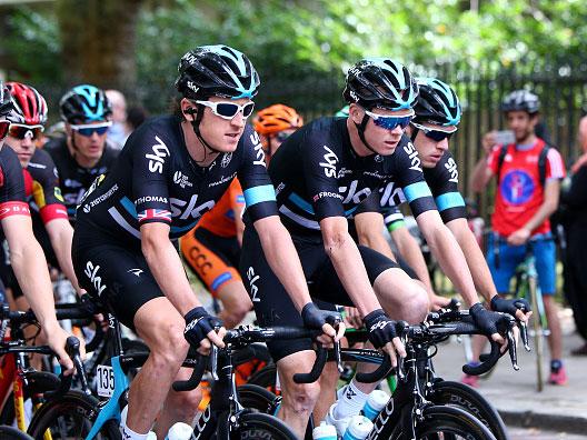 Chris Froome and Geraint Thomas near the start of the race in London on Sunday (Getty)