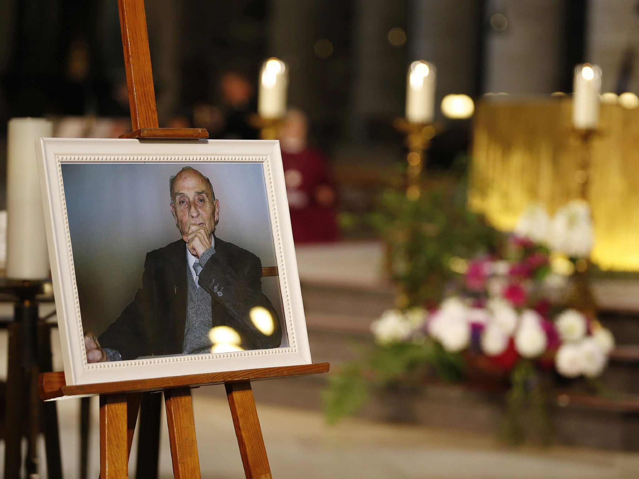 Hundreds of people watched the funeral ceremony for Father Jacques Hamel on a big screen outside the cathedral