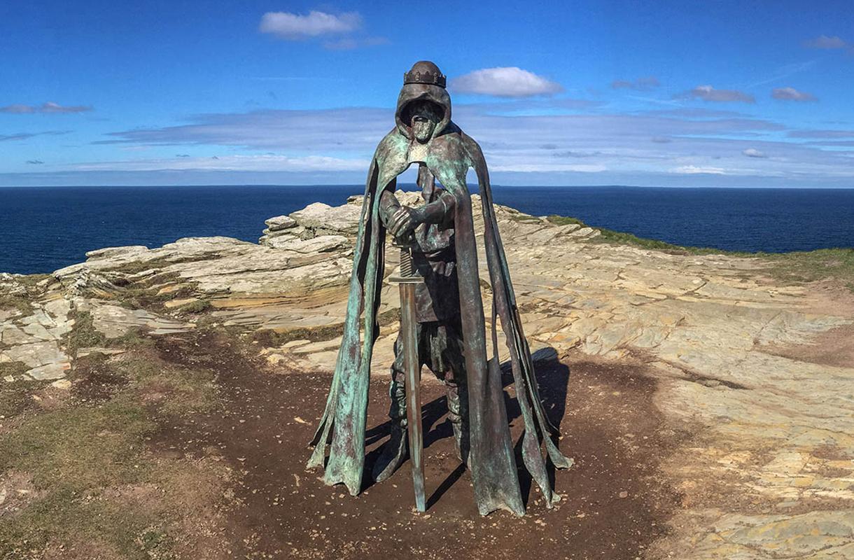 A statue of King Arthur at Tintagel