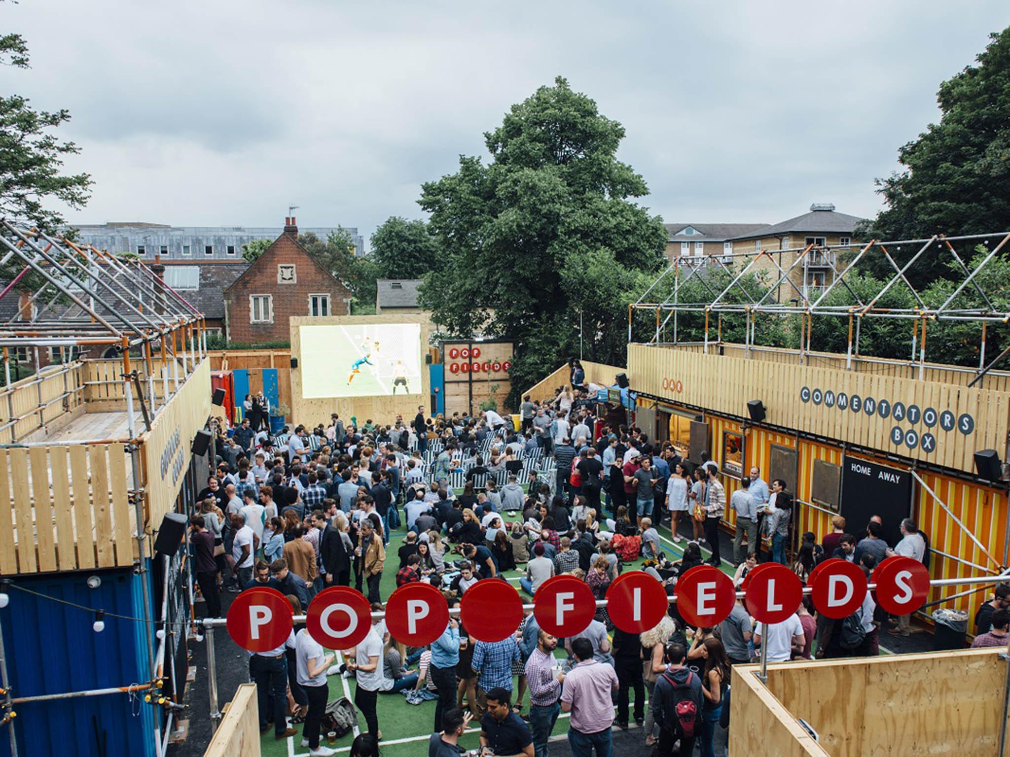 Brixton's Pop Fields has big screens to watch the sport and plenty of sports courts to play too