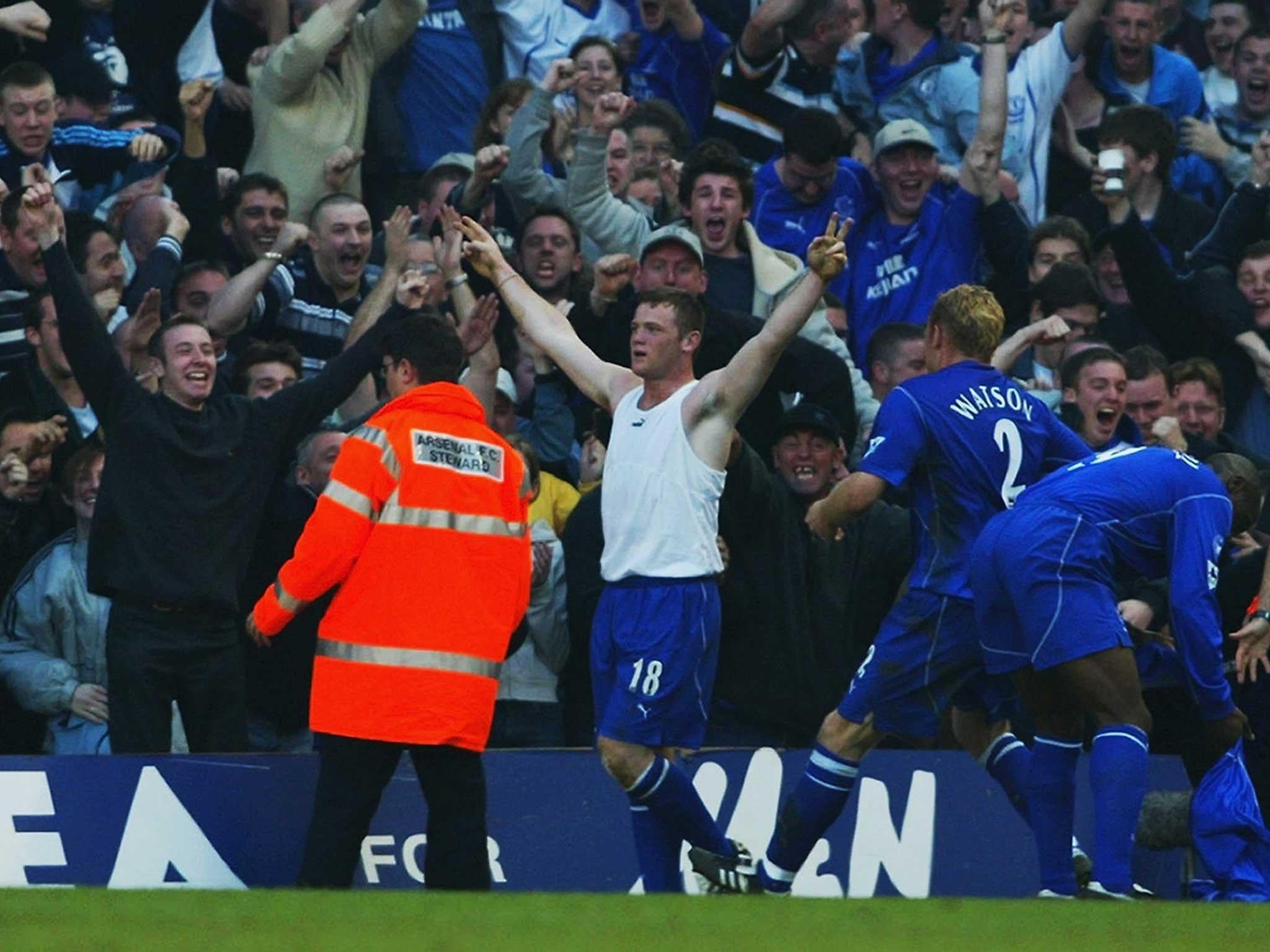 Five days before his 17th birthday, Wayne Rooney scored a wonder goal against Arsenal in 2002 as the world realised his talent.
