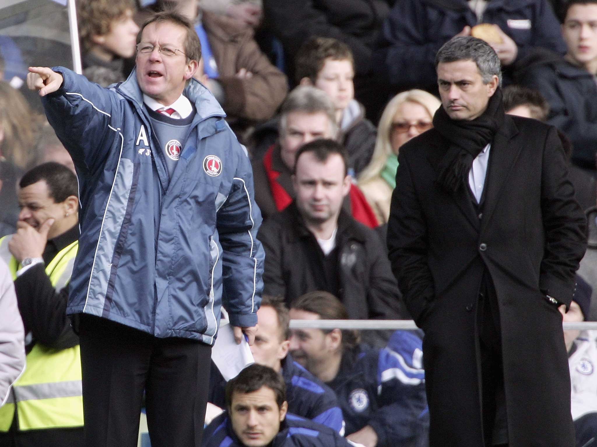 Jose Mourinho watches on during Alan Curbishley's time at Charlton