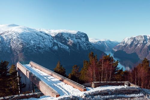 This platform overlooking Norway's Aurlandsfjord comes to an abrupt stop at a 2,000ft drop