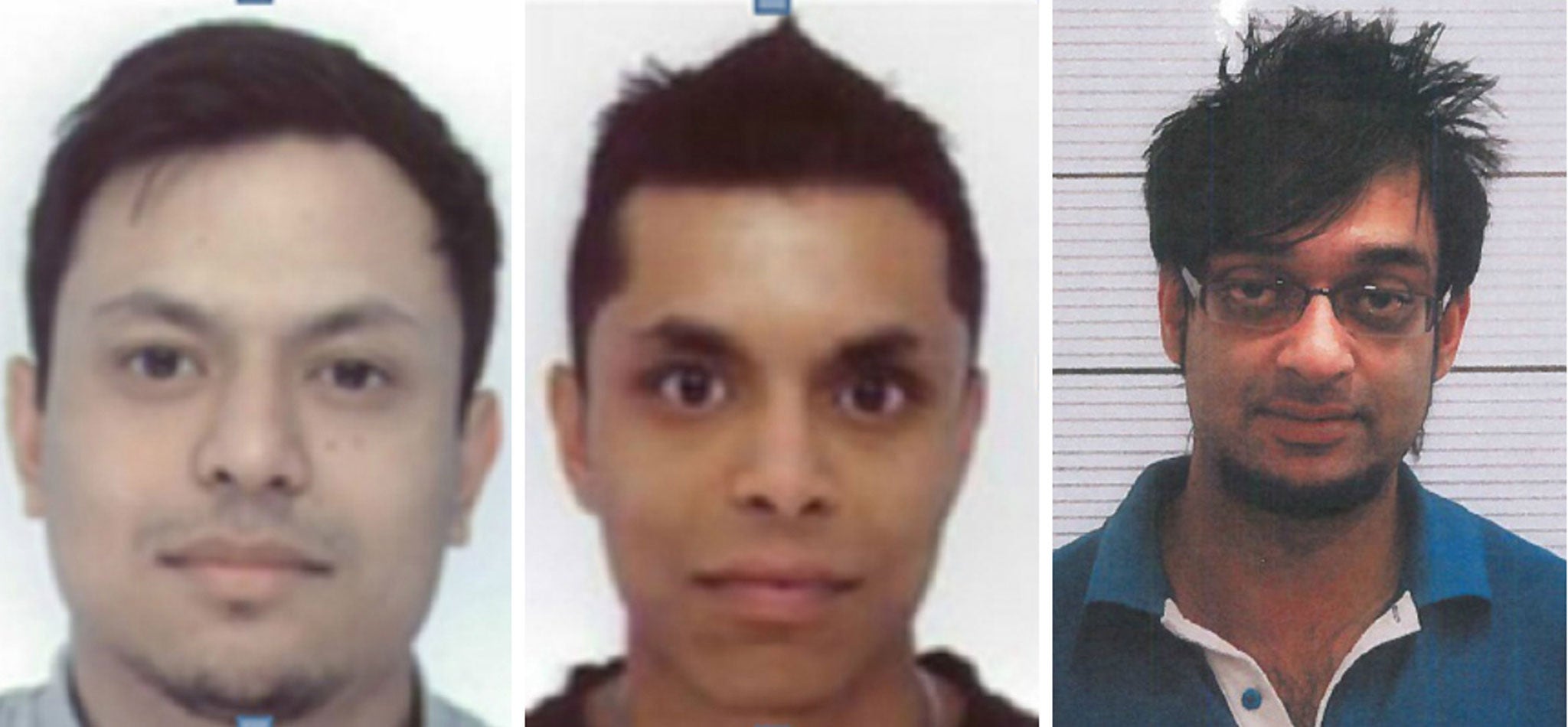 Mohammed Iqbal Hussain, Mohamed Suyaubur Rohaman and Mohammed Atiqur Khan, who have been convicted of terrorism funding offences after a trial at the Old Bailey.