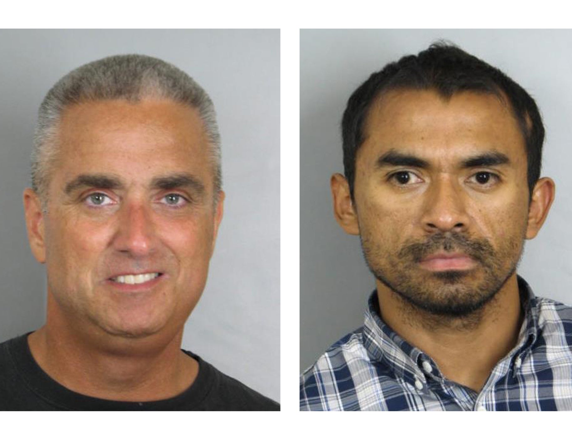 Arrested on drug charges: Mayor Richard 'Scott' Silverthorne (L) and Juan Jose Fernandez (R). Caustin Lee McLaughlin (not pictured) was also charged