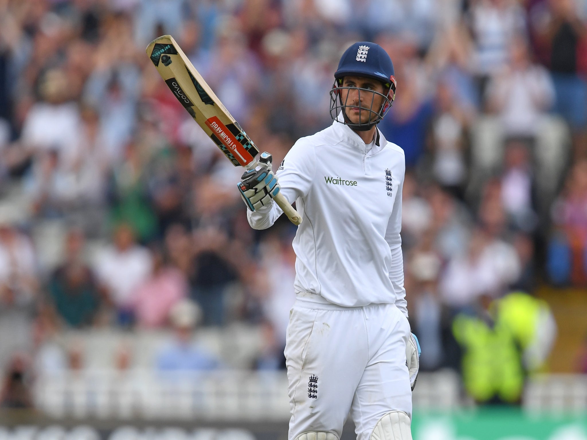 Alex Hayles tips his bat to the crowd in Birmingham