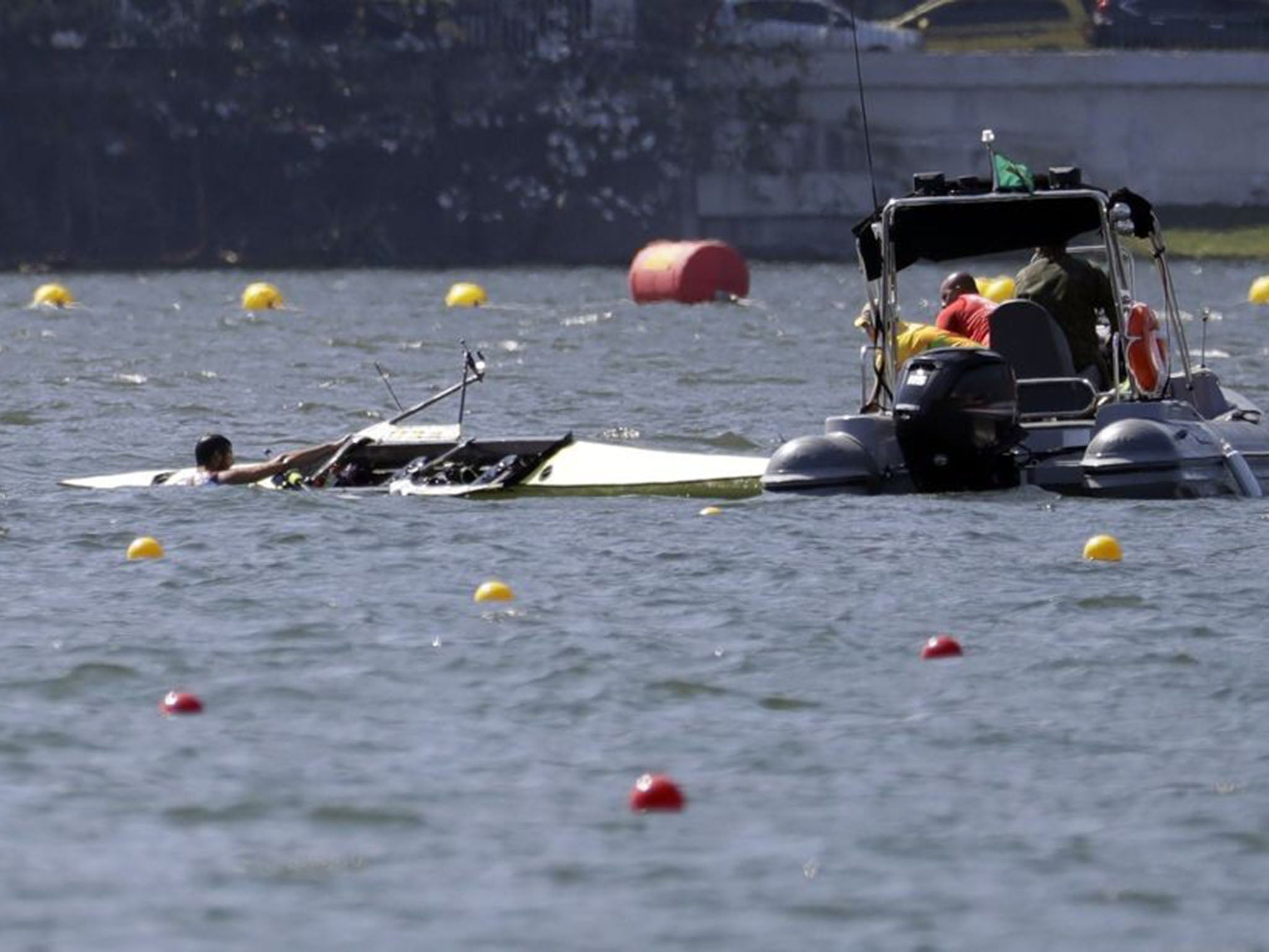 Milos Vasic and Nenad Bedik had be helped out of the water after being capsized during the men's heat in Rio