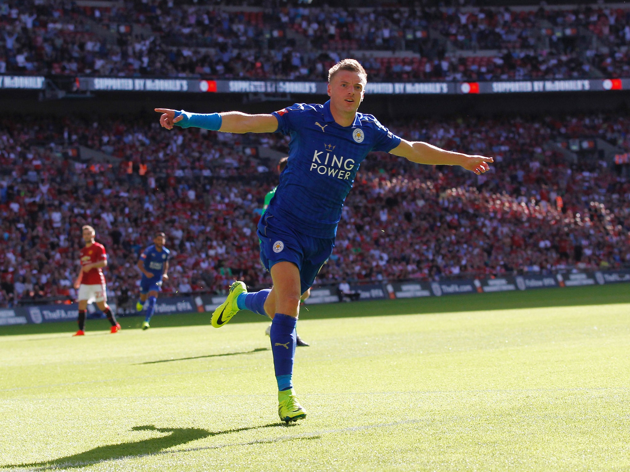 Jamie Vardy opened his account for the season in the Community Shield