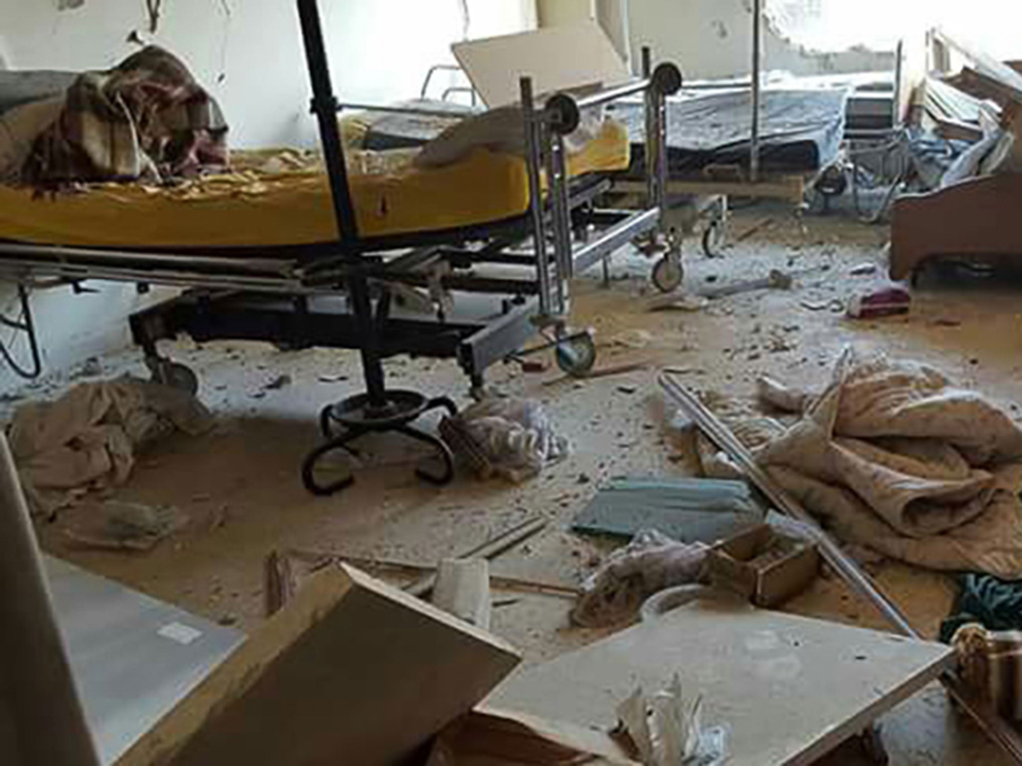 Damage at an MSF-supported hospital in Millis, Syria, after it was hit by air strikes on 6 August