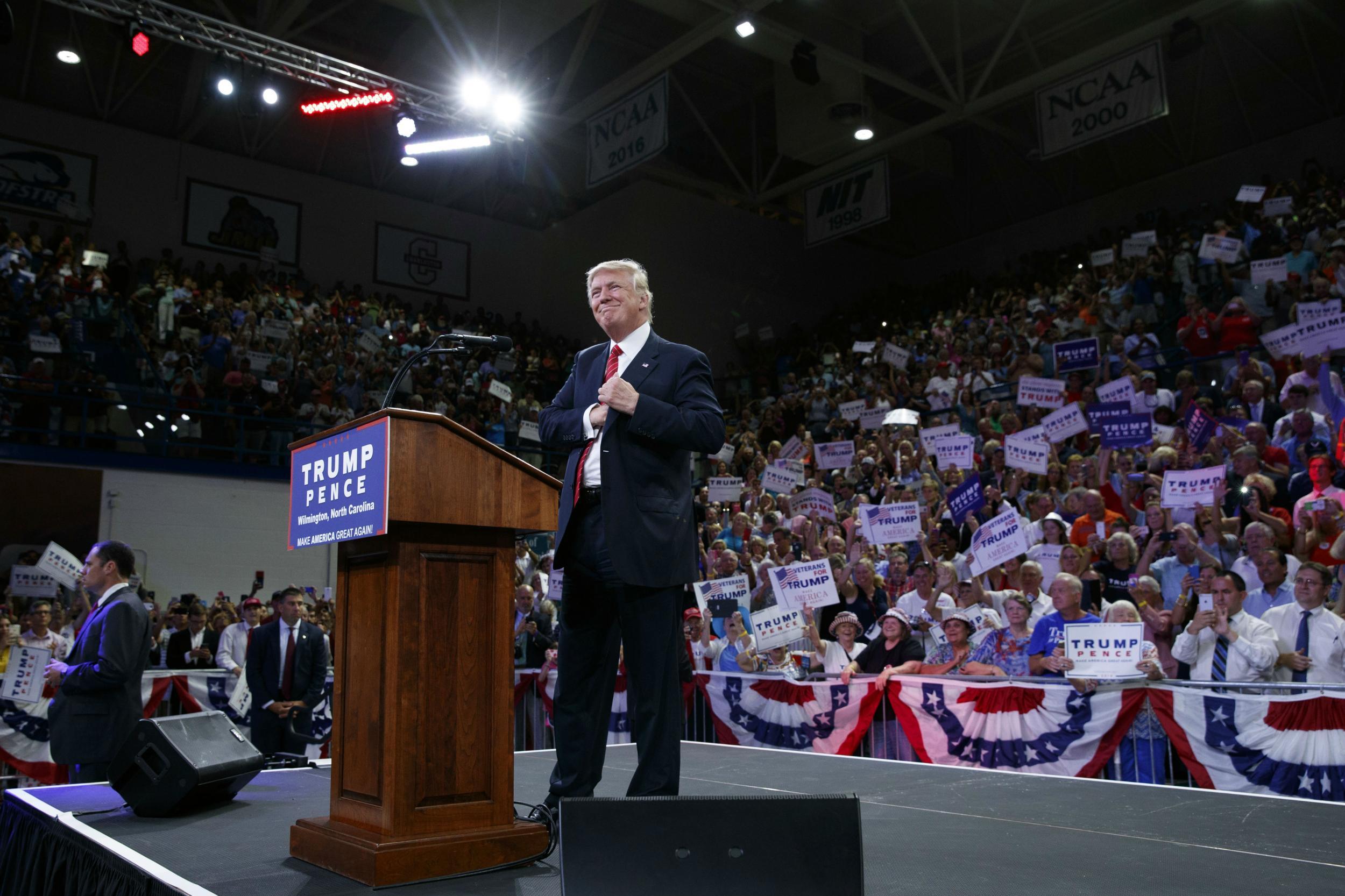 Mr Trump was speaking in North Carolina